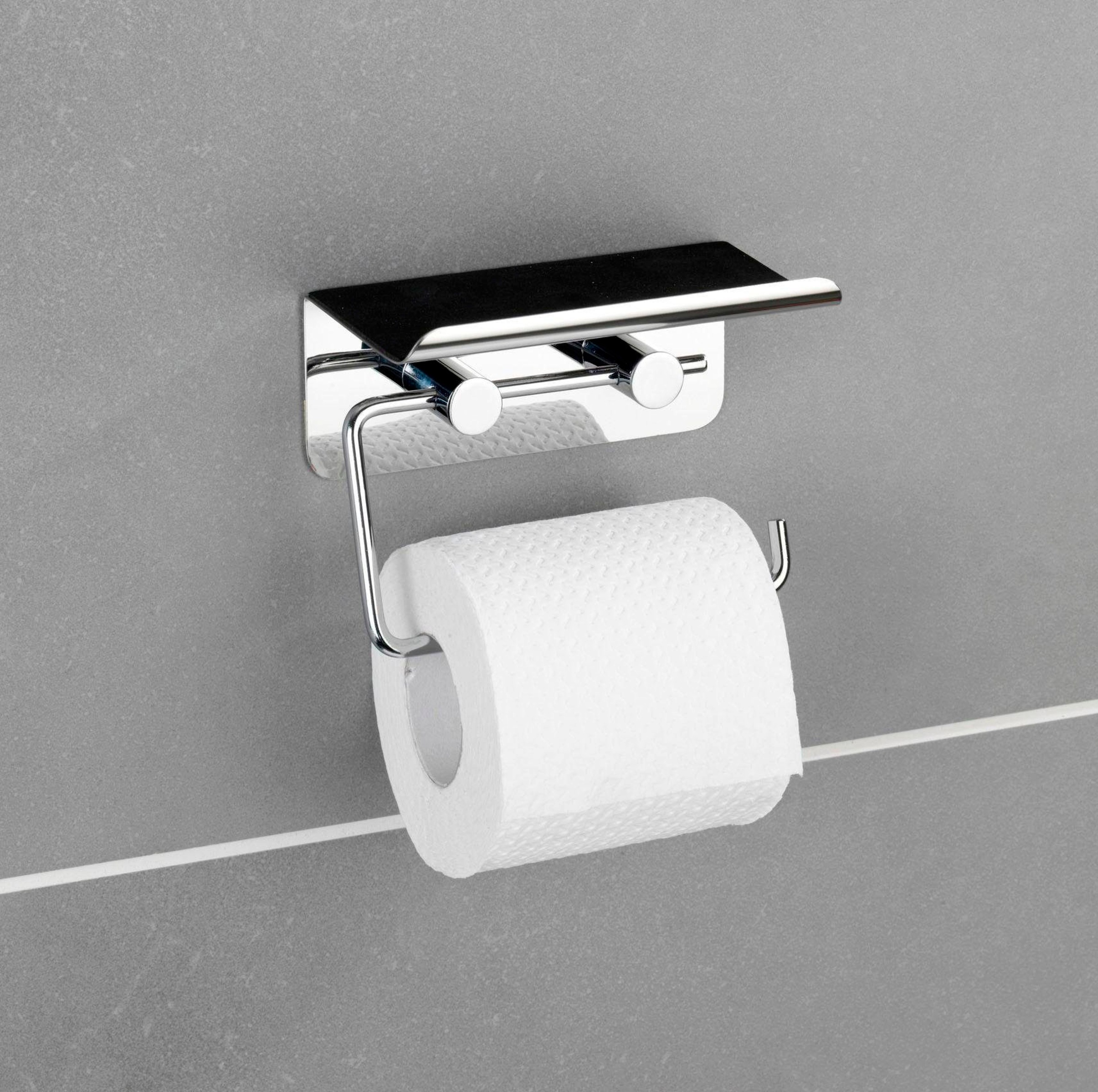 WENKO Toilettenpapierhalter, mit Soft-Touch Smartphone-Ablage