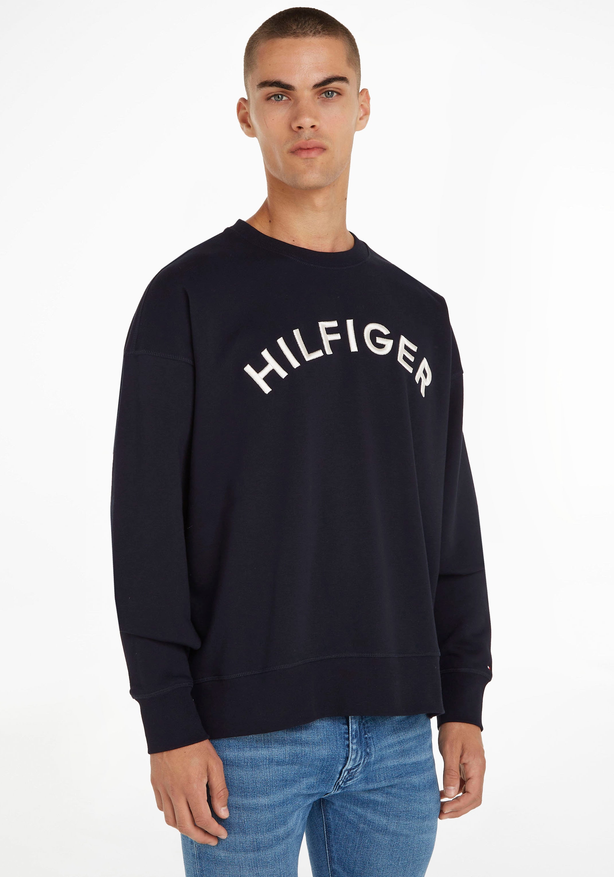 Popularität Tommy Hilfiger Sweatshirt »HILFIGER ARCHED CREWNECK«, Rippbündchen mit bestellen