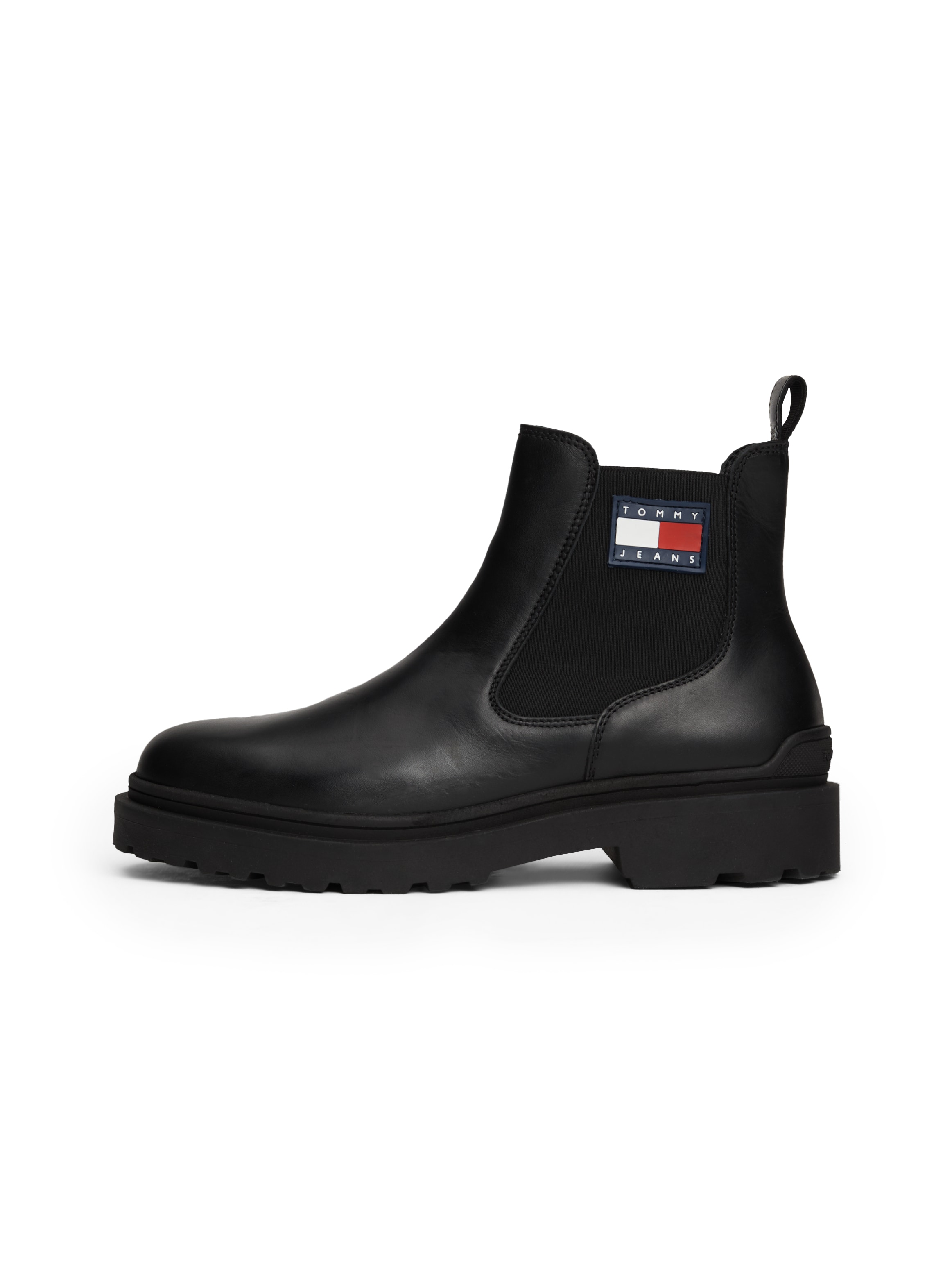 Tommy Jeans Chelseaboots »TJM LEATHER CHELSEA BOOT«, Blockabsatz, Businessmode, Schlupfboots, Stiefelette, Weite G