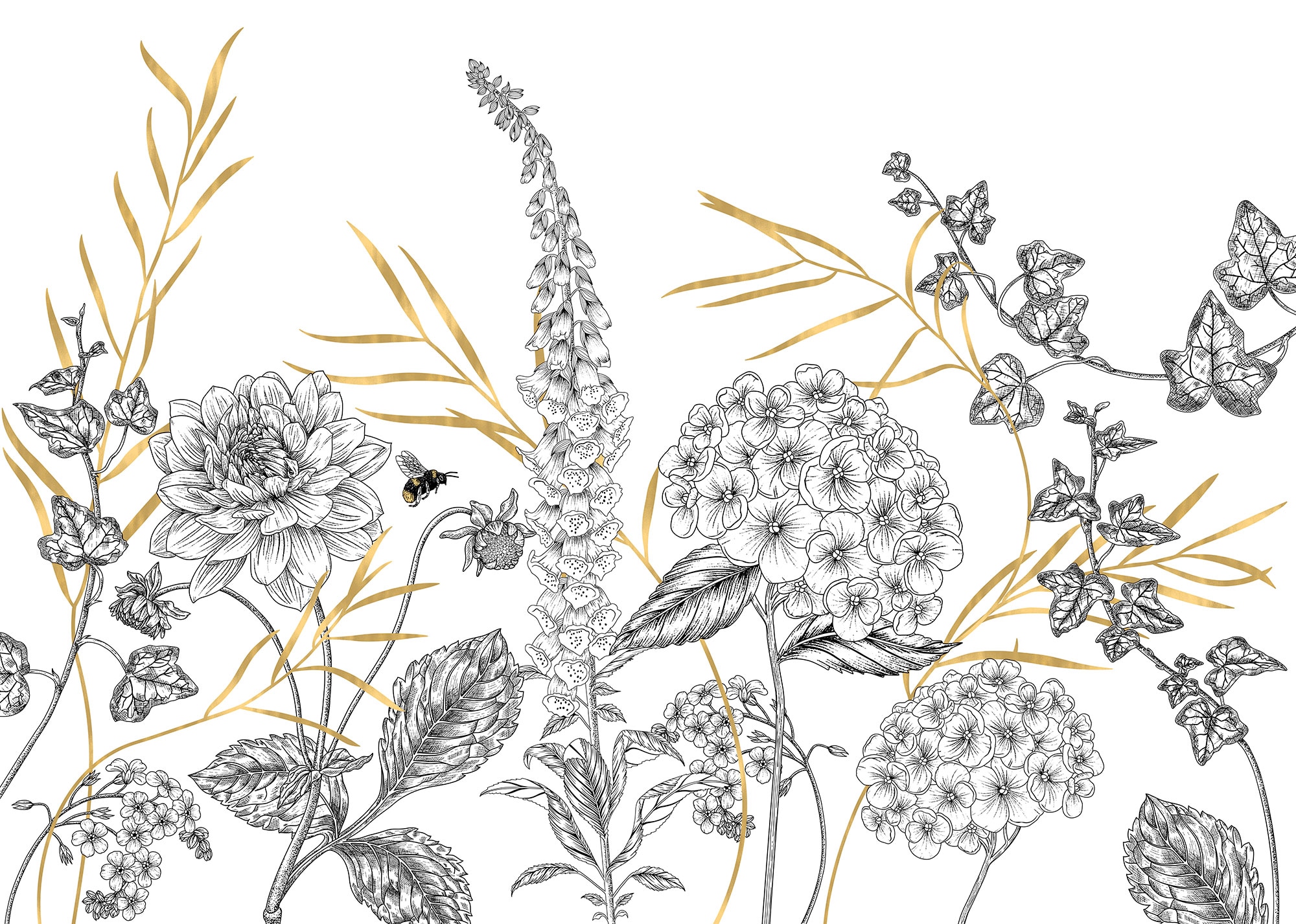 Komar Fototapete »Bumble Bee«, bedruckt, 350 x 250 cm (Breite x Höhe) - Tapete, Vlies, Wohnzimmer, Schlafzimmer