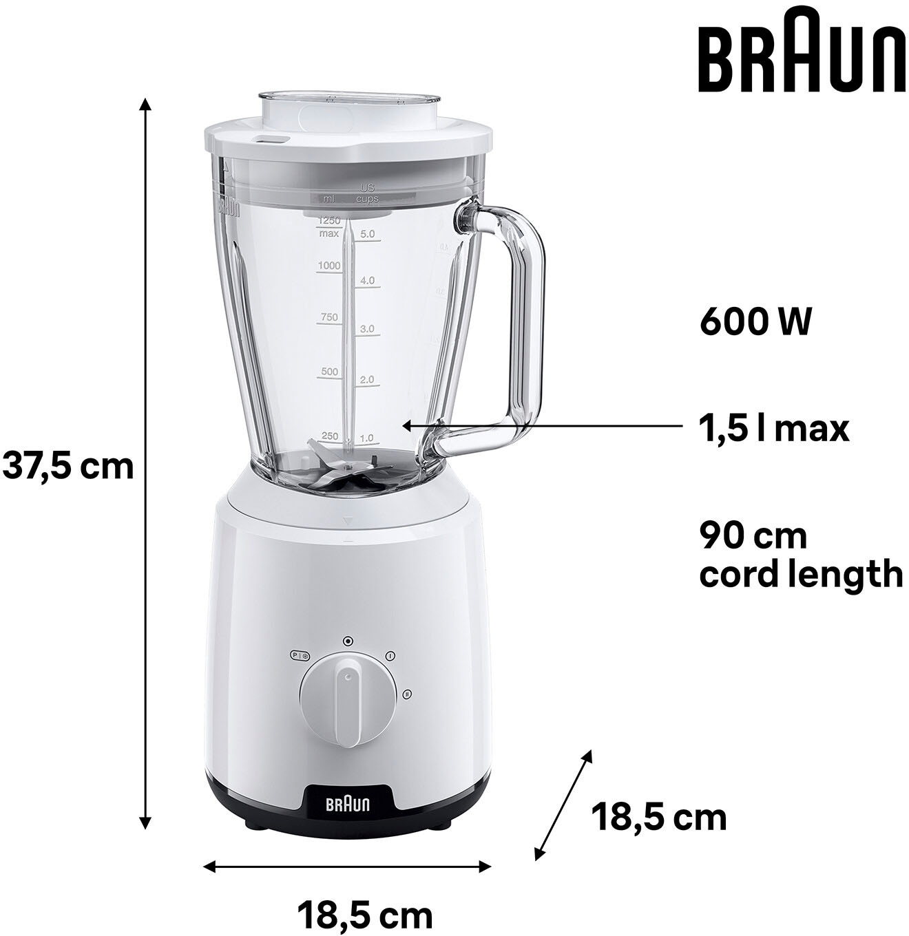 Braun Standmixer »PowerBlend 1 JB 1050 WH«, 600 W
