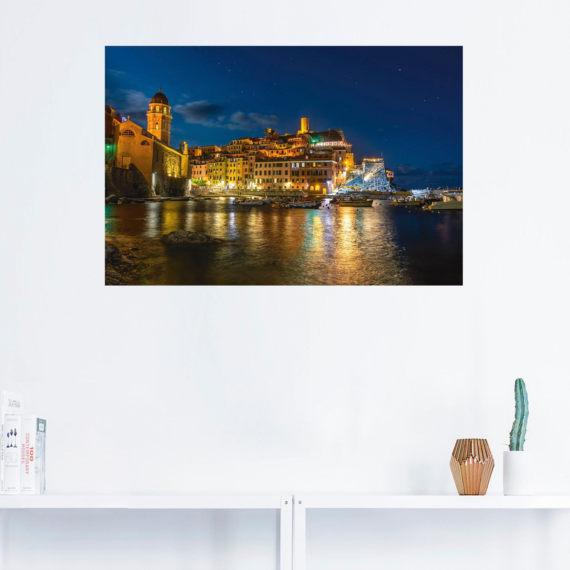Artland Wandbild »Vernazza in der Cinque Terre in Italien bei Nacht«, Italien, (1 St.), als Alubild, Leinwandbild, Wandaufkleber oder Poster in versch. Größen