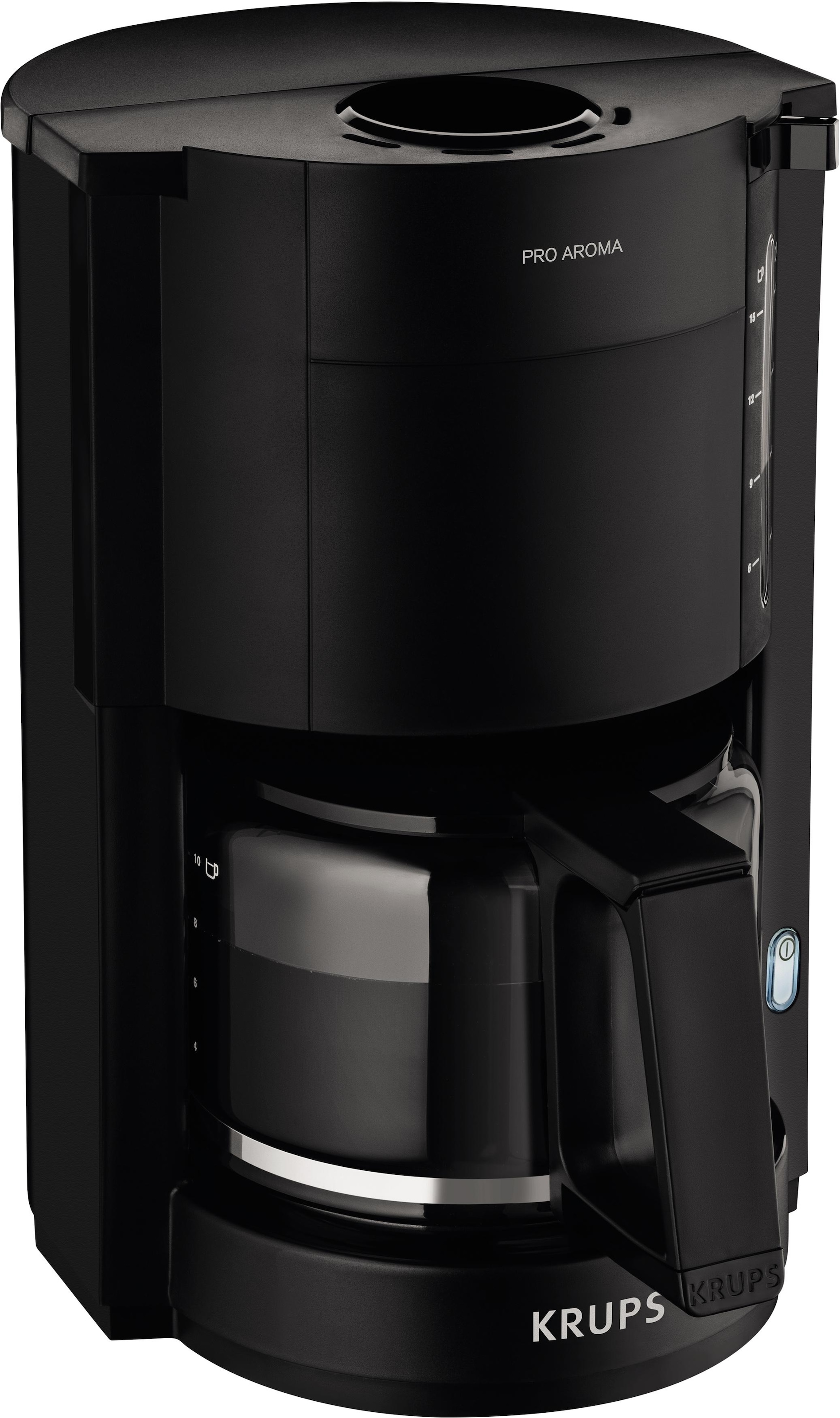 Krups Filterkaffeemaschine »F30908 Pro Aroma«, mit Glaskanne, 1,25L Füllmenge, 10-15 Tassen, 1050W, Schwarz