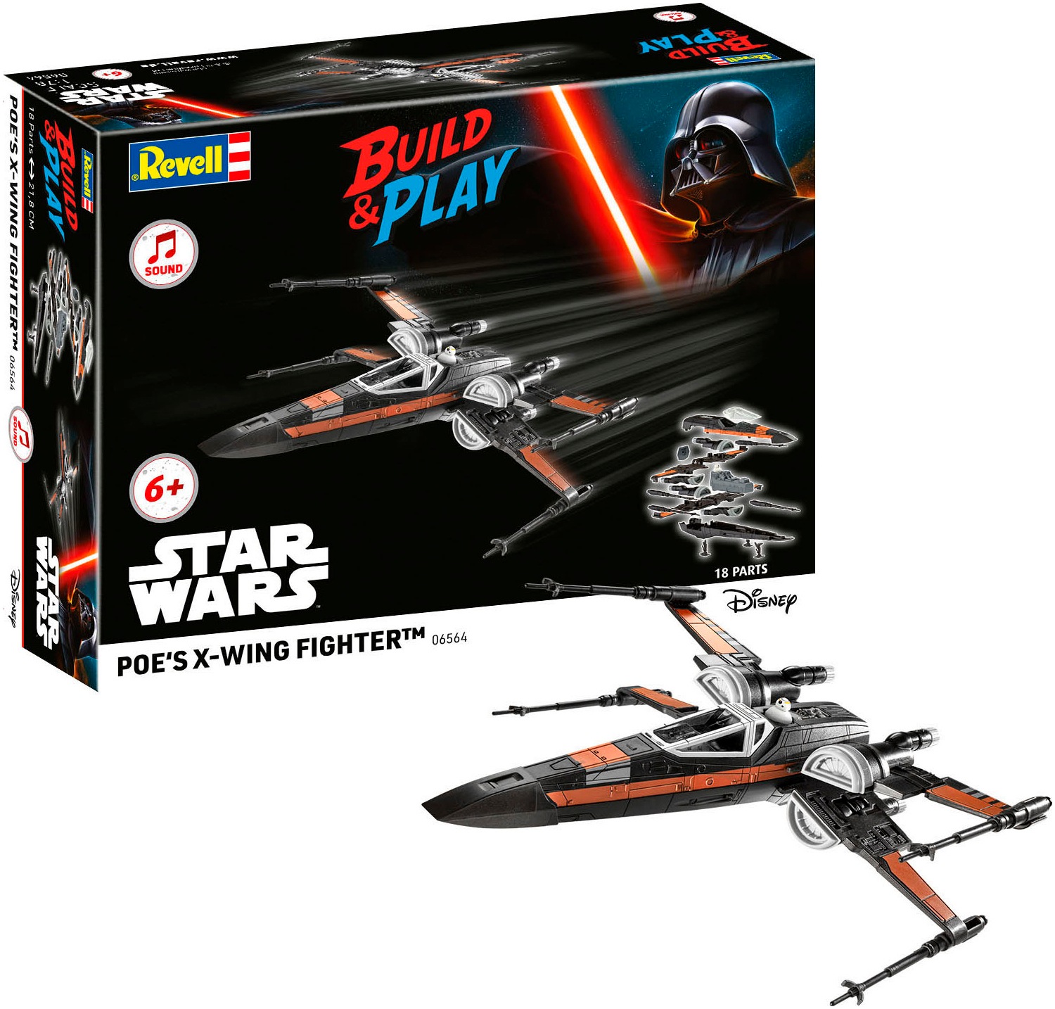 Revell® Modellbausatz »Build&Play, Star Wars Poe's X-Wing Fighter« mit Sound