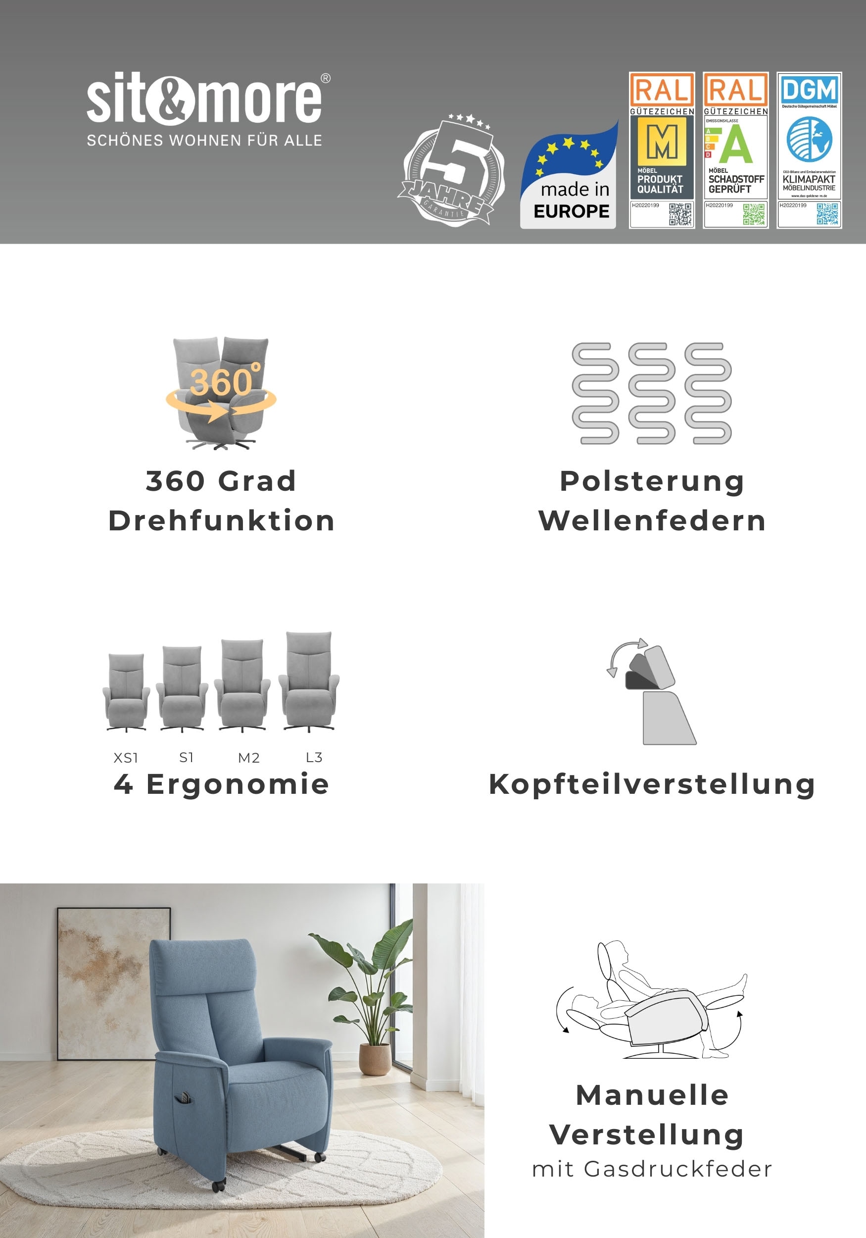 sit&more TV-Sessel »Cremona Comfort« wahlweise manuell oder elektrischer Funktion mit Akku