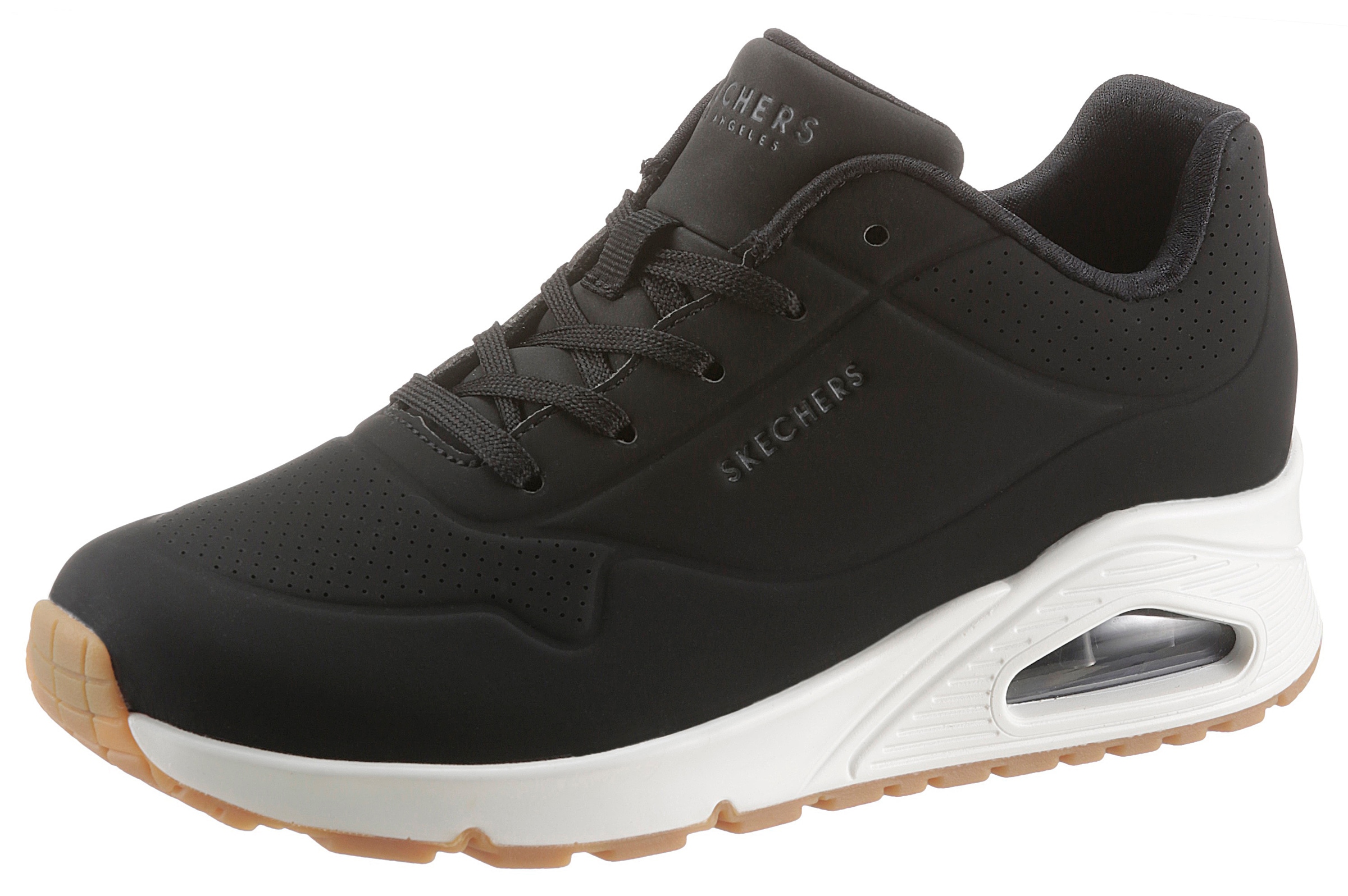 Skechers Wedgesneaker »Uno - Stand on Air«, mit feiner Perforation, Freizeitschuh, Halbschuh, Schnürschuh