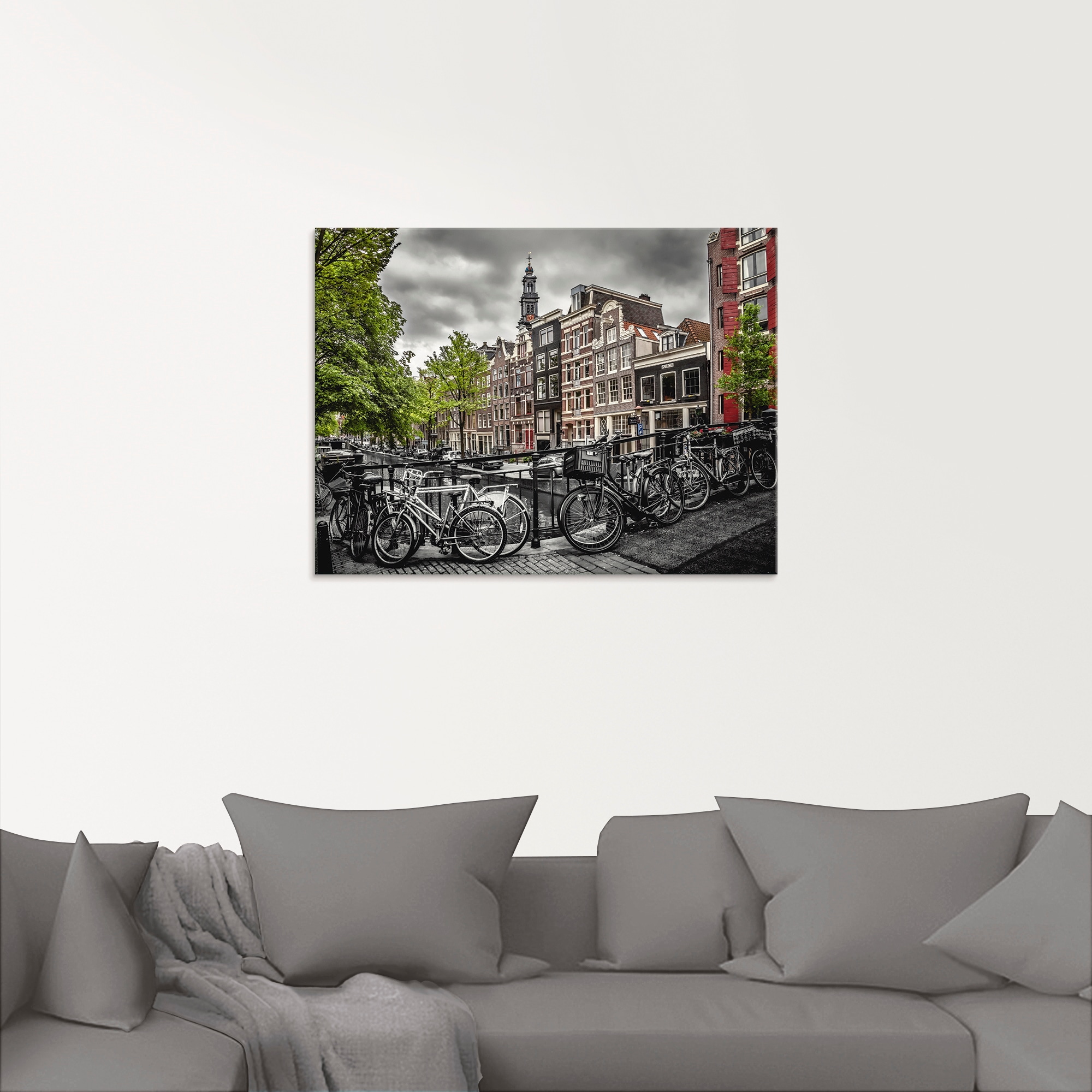 Artland Glasbild »Amsterdam Bloemgracht I«, Fahrräder, (1 St.), in verschiedenen Größen