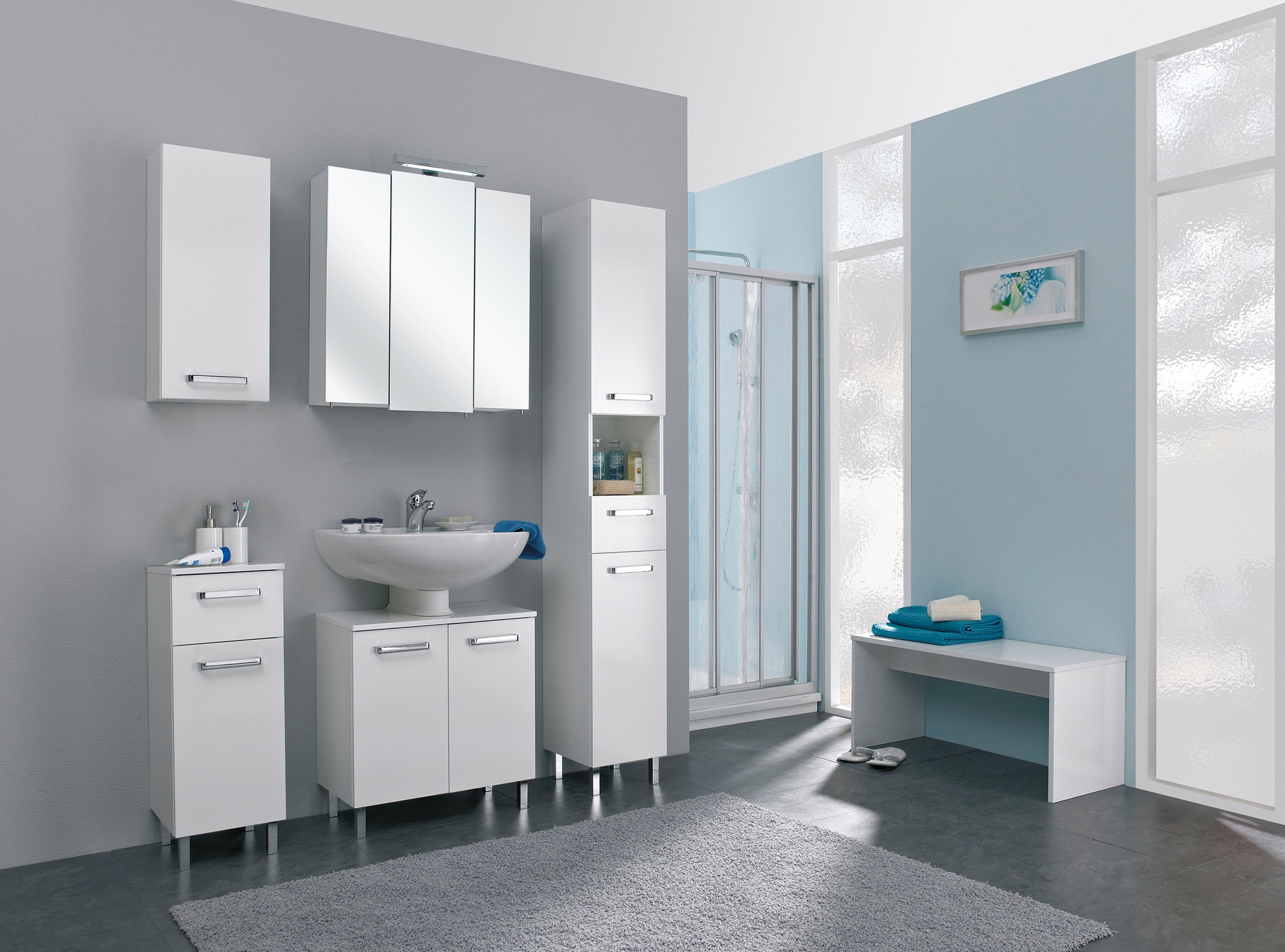 Saphir Badmöbel-Set »Quickset 2-teilig, Waschbeckenunterschrank mit LED-Spi günstig online kaufen