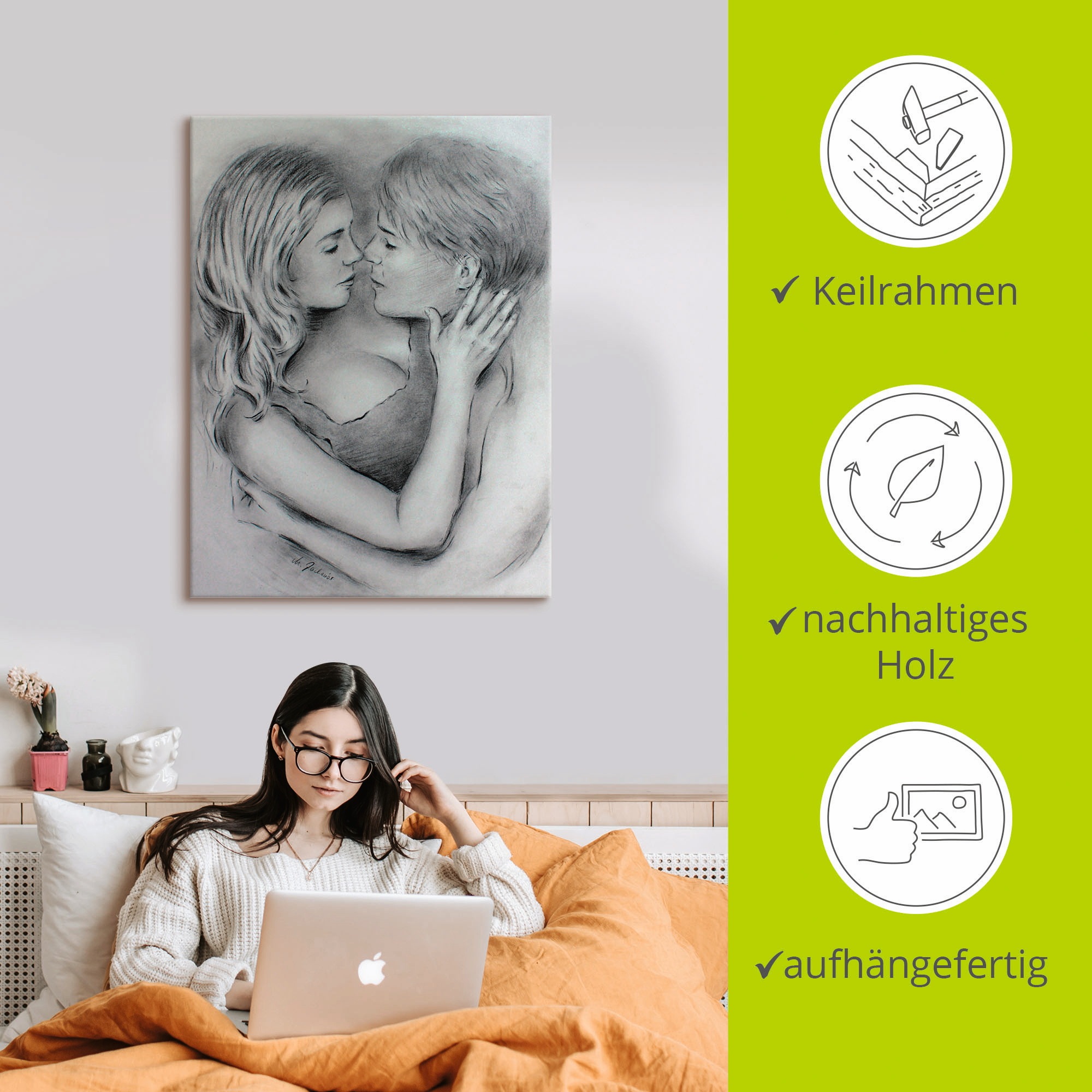 Artland Wandbild »Liebesgeflüster«, Paar, (1 St.), als Leinwandbild, Poster in verschied. Größen