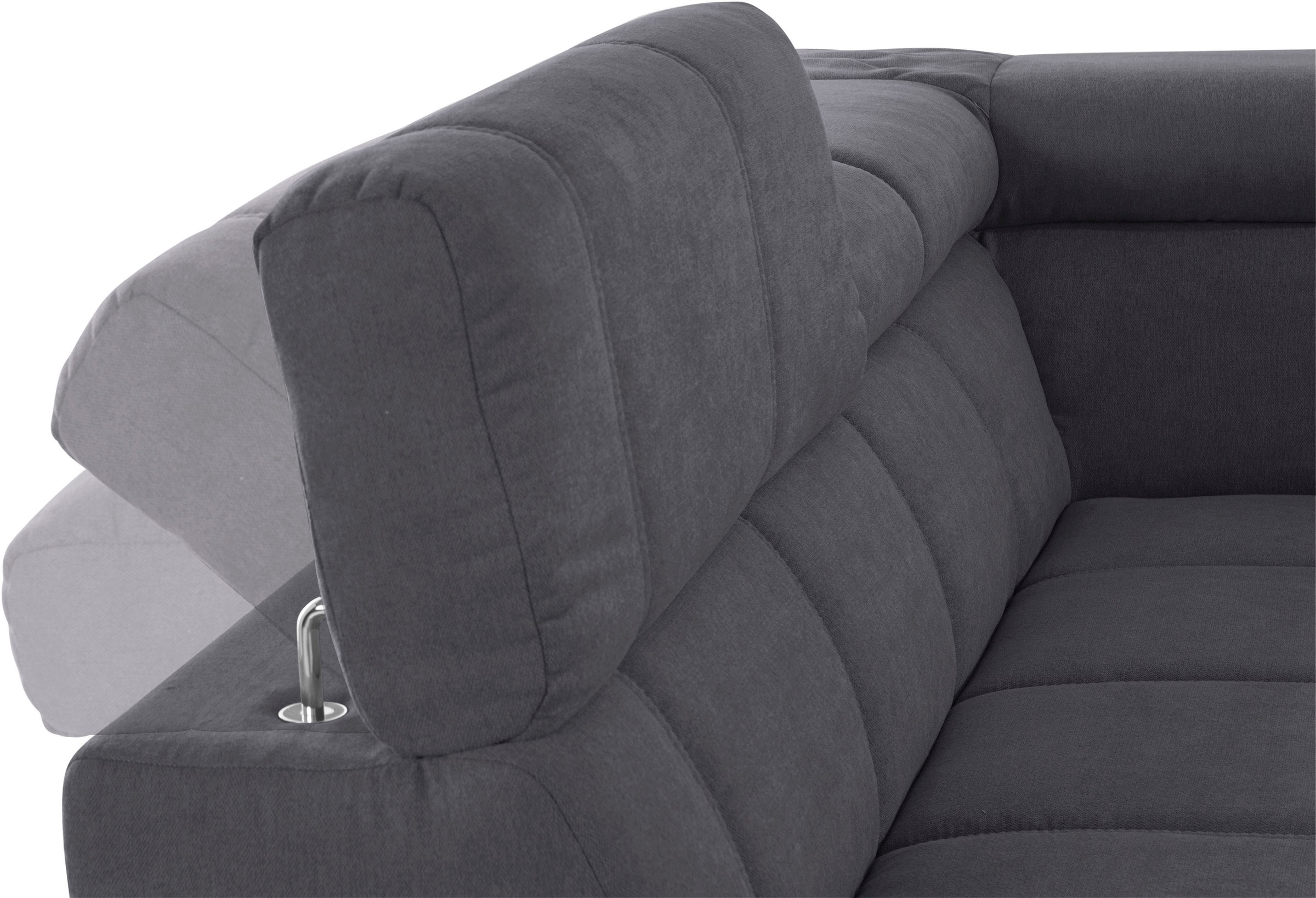 DOMO collection Ecksofa »Brandon L-Form, auch in Leder«, inklusive Kopfteilverstellung, wahlweise mit Sitztiefenverstellung