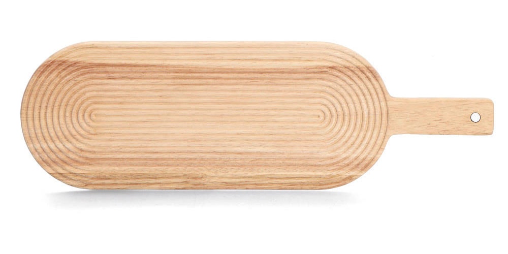 Zeller Present Schneidebrett »Schneidebrett m. Griff "Stripes", Gummibaum« schöne, strukturierte Oberfläche