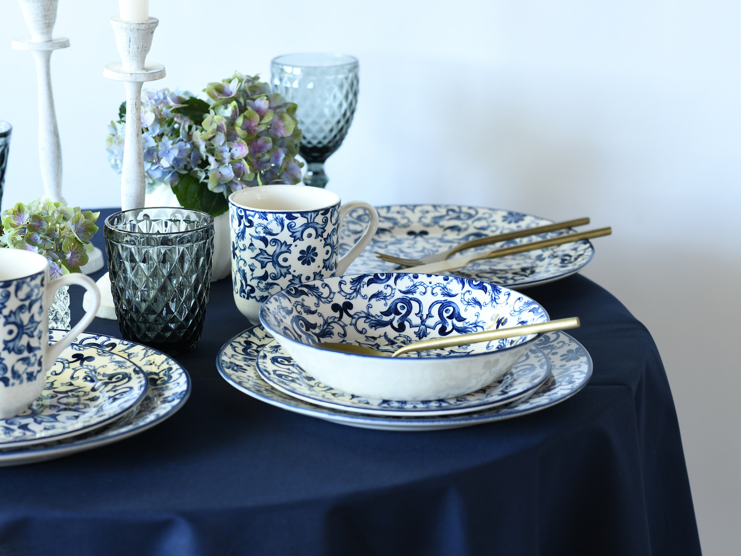 CreaTable Kombiservice »Fresco Blau, Kombi-Service 16-tlg«, (Set, 16 tlg.), Ornamentmotiv, Mediterran