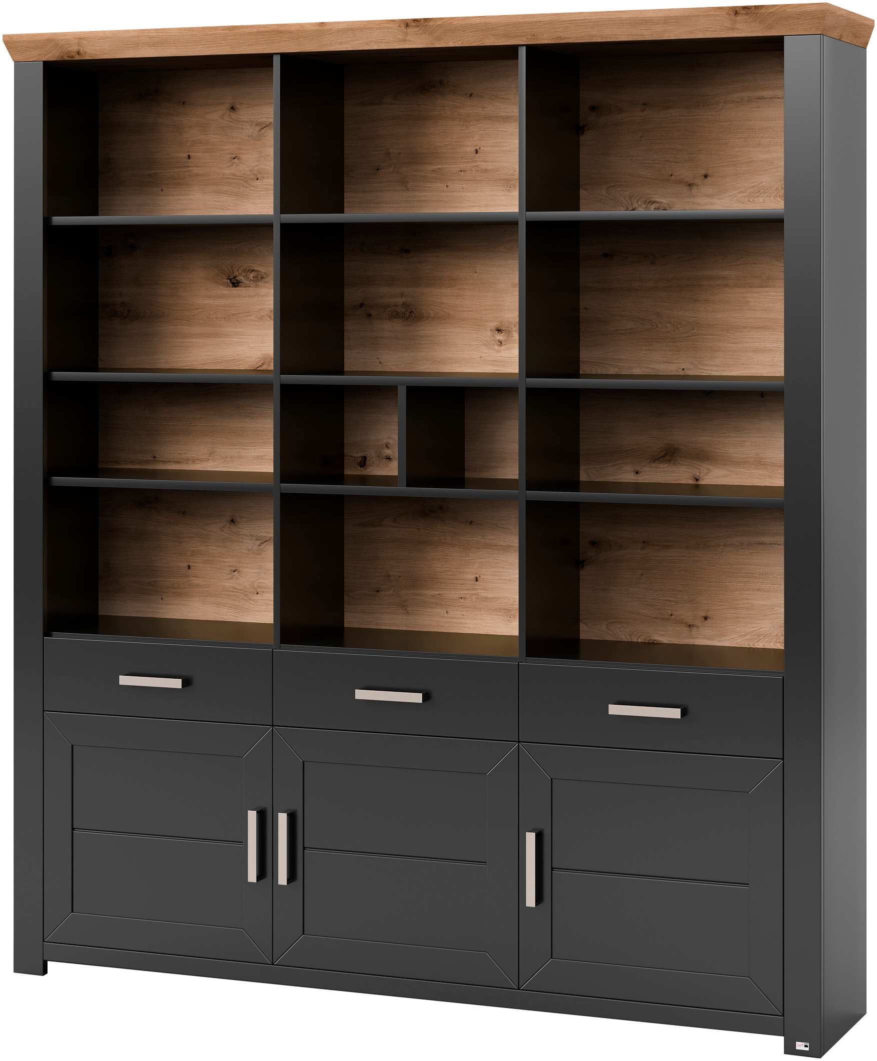 set one by Musterring Aktenregal »York«, offenes Design, wahlweise mit Beleuchtung, 3 Farben, Breite 184 cm