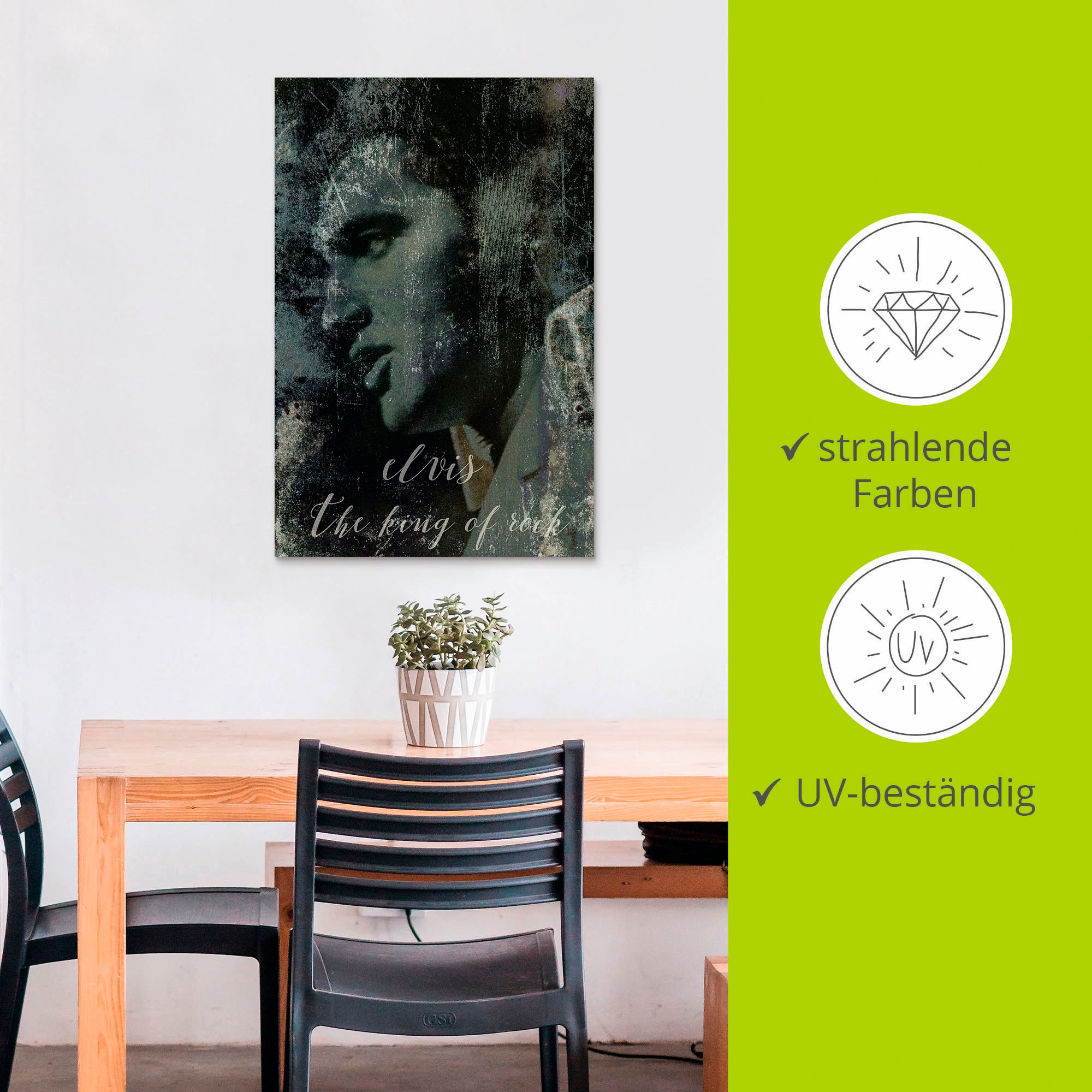 Artland Wandbild »Elvis the King«, Musiker, (1 St.), als Alubild, Outdoorbild, Leinwandbild, Poster, Wandaufkleber