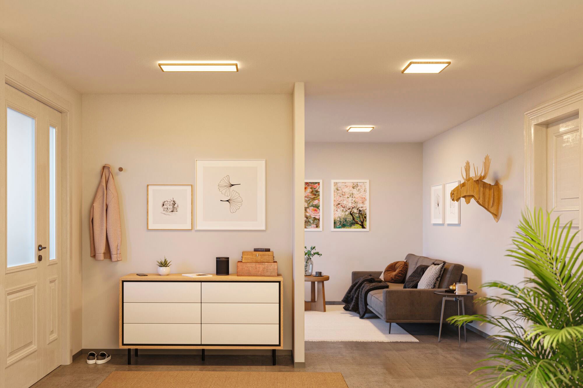Paulmann LED Panel »Atria Shine 16W 3000K 293x293 Eiche Kunststoff IP44«, 1 günstig online kaufen