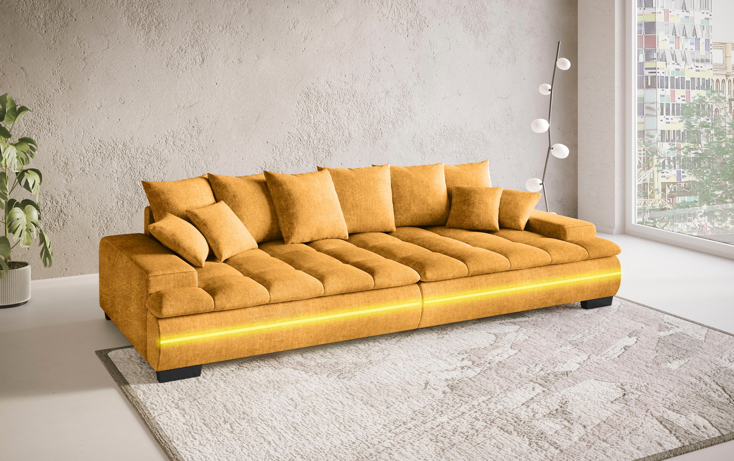 Mr. Couch Big-Sofa »Haiti II«, RGB-LED Beleuchtung, Kaltschaumpolsterung, bis 140 kg belastbar