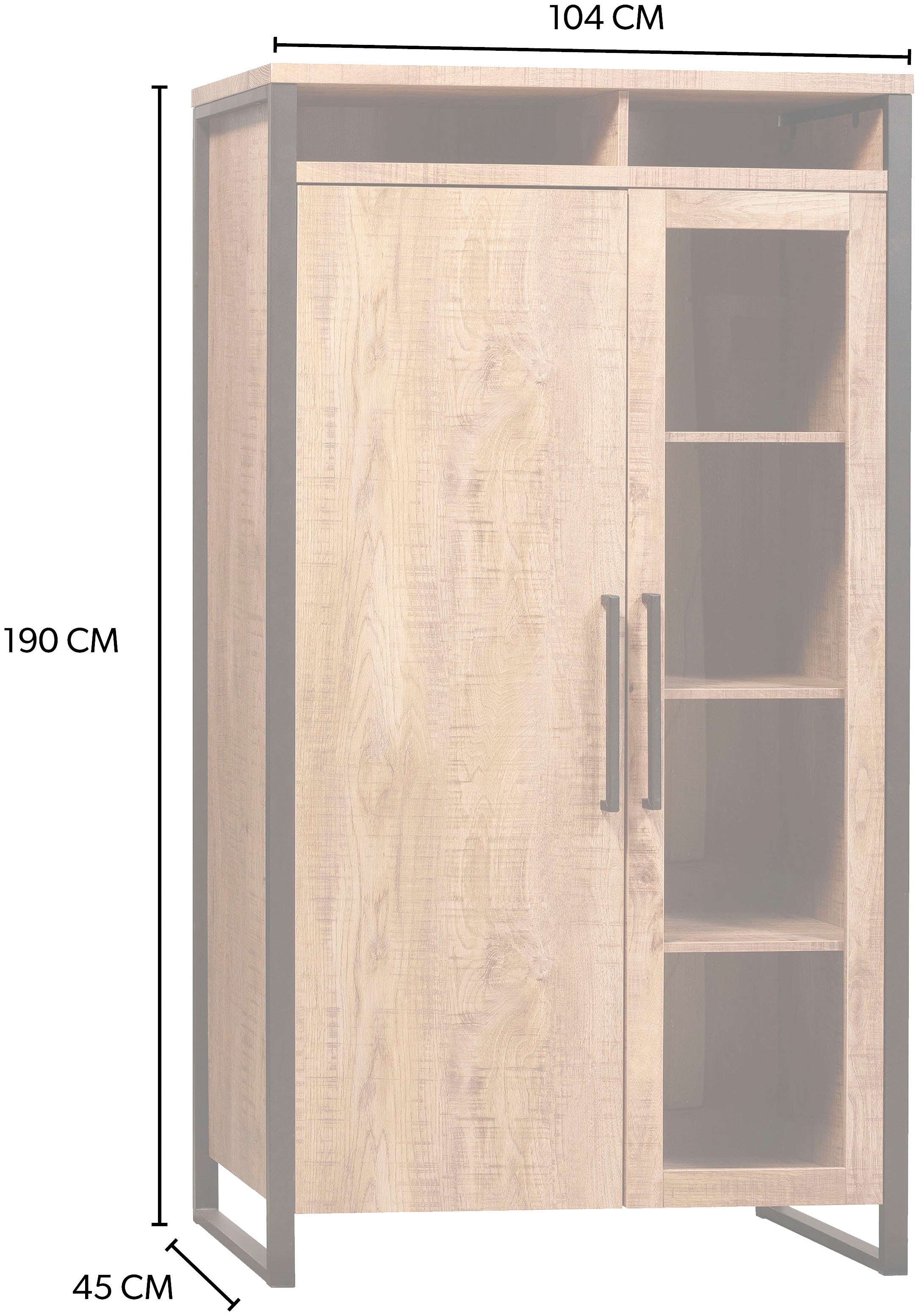 OMG Design Vitrine »Carriba Wohnzimmerschrank«, Höhe 190 cm, mit Soft-Close