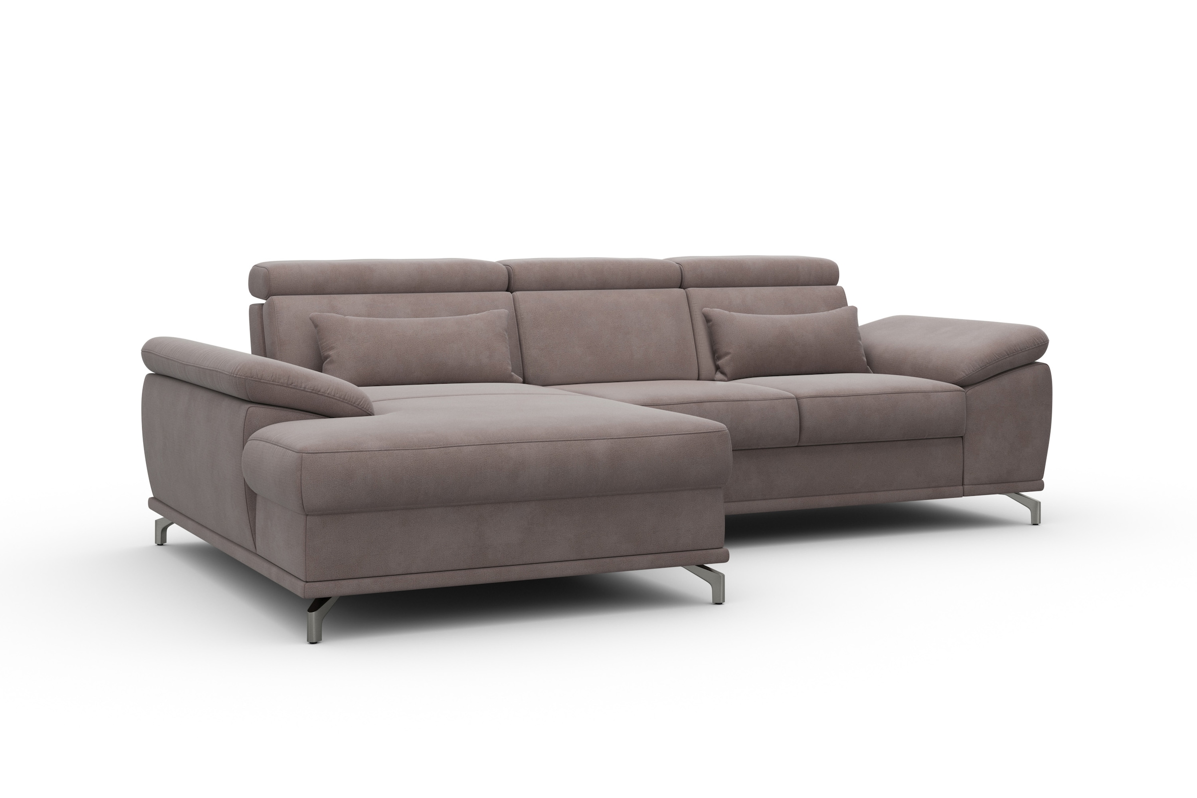 sit&more Ecksofa »Cabrio L-Form, mit Sitztiefenverstellung, Arm- und Kopfteilverstellung«, 2 Nierenkissen, Federkern, optional Bettfunktion und Stauraum