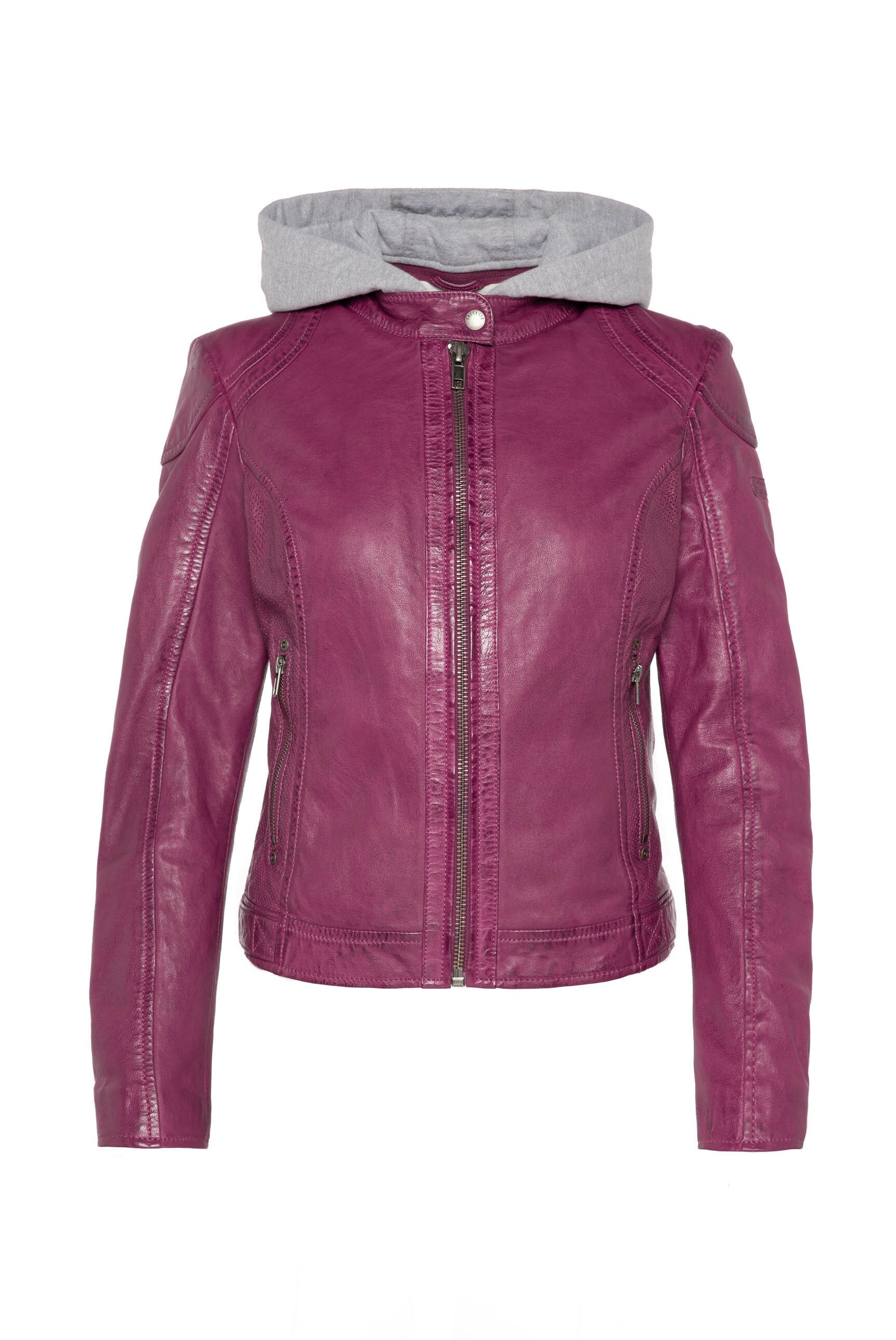 SOCCX Lederjacke, mit Kapuze, mit Zipper am Ärmelende