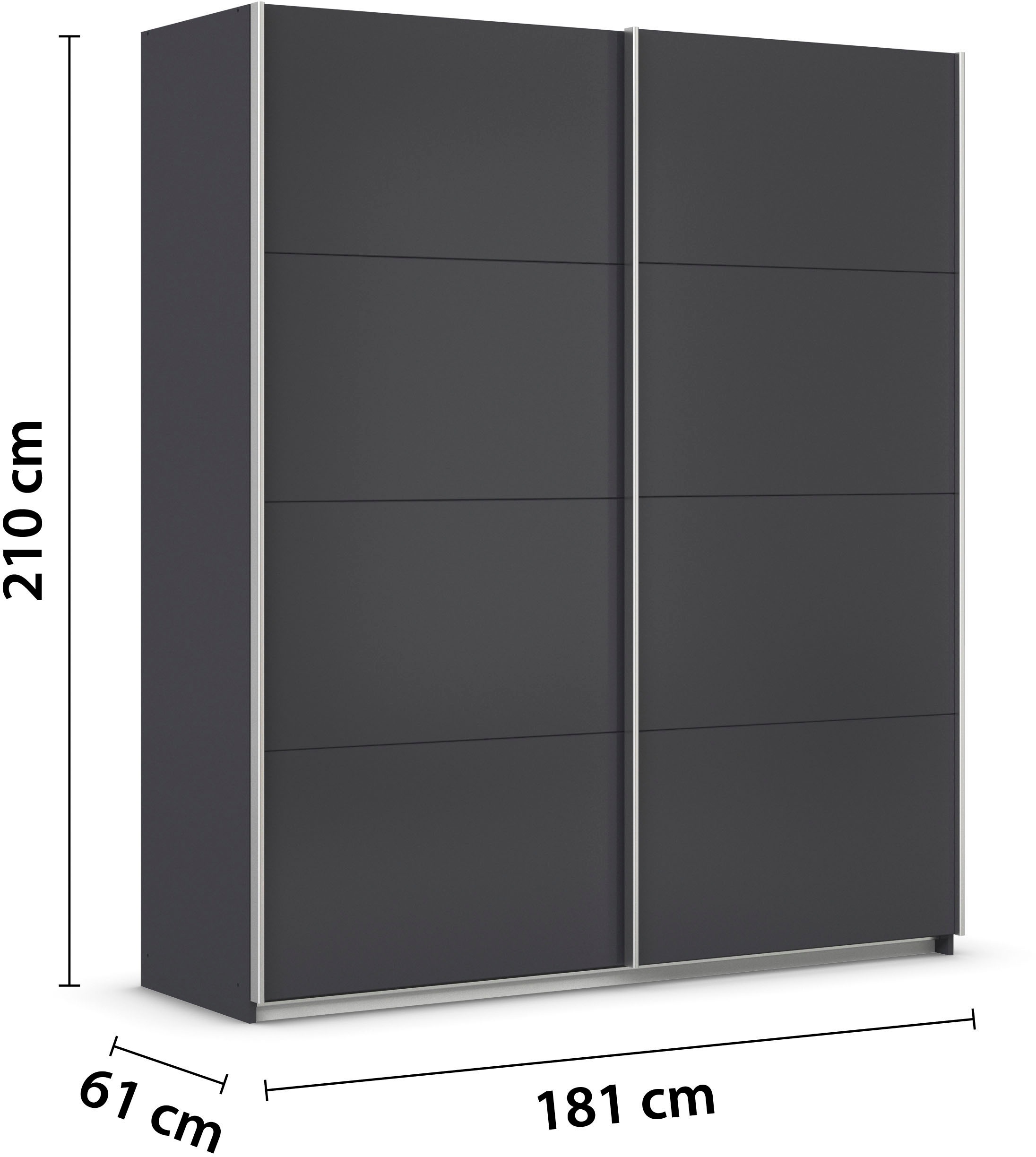 INOSIGN BY RAUCH Schwebetürenschrank »Kleiderschrank Schrank Garderobe Schlafzimmerschrank THANOS«, (in 3 verschiedenen Ausstattungen BASIC/CLASSIC/PREMIUM), Optional mit Spiegel, Metall-Griffleisten alufarben MADE IN GERMANY