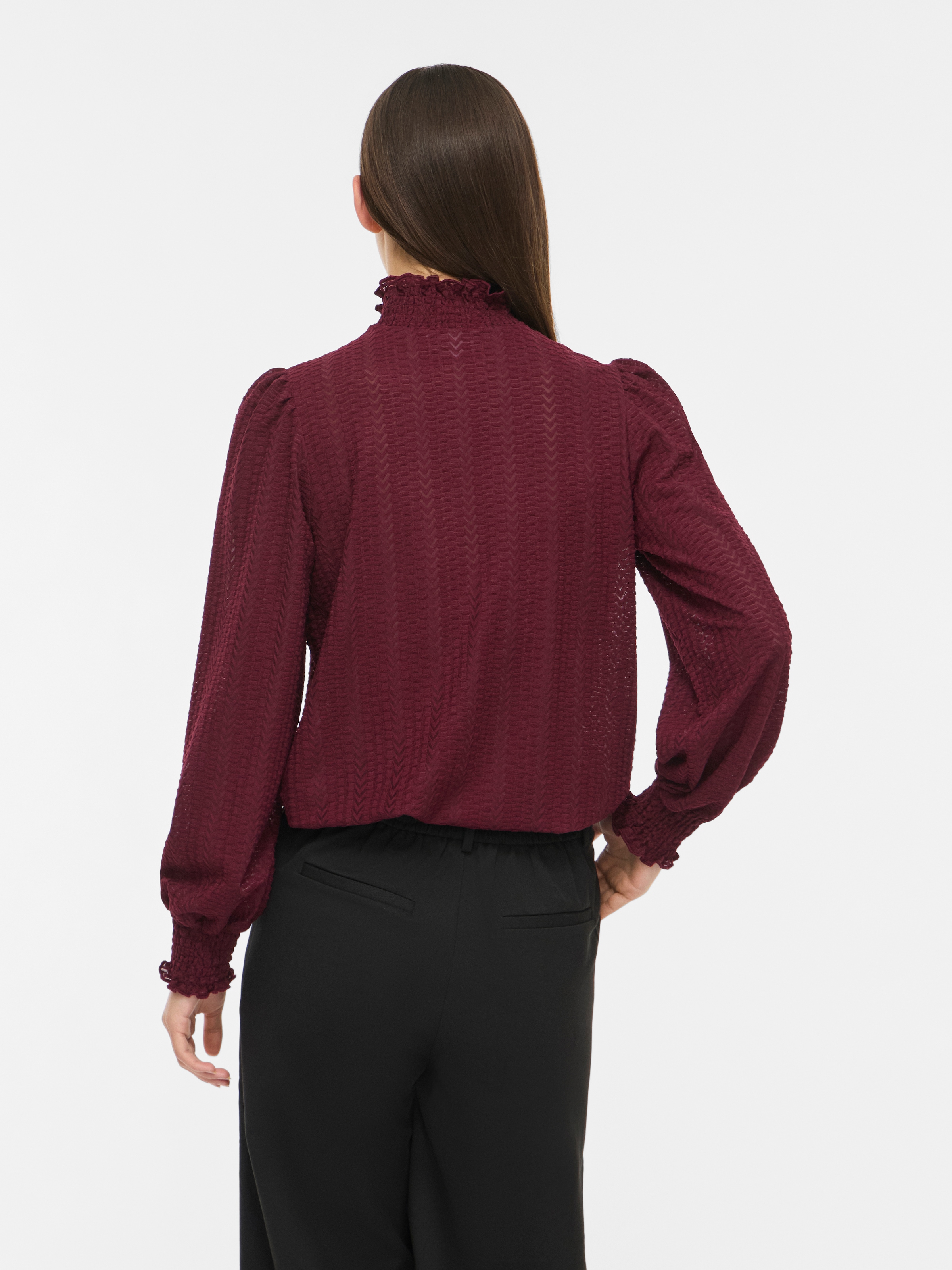 Vila Stehkragenshirt »VILYRI L/S SMOCK TOP - NOOS« Materialmix
