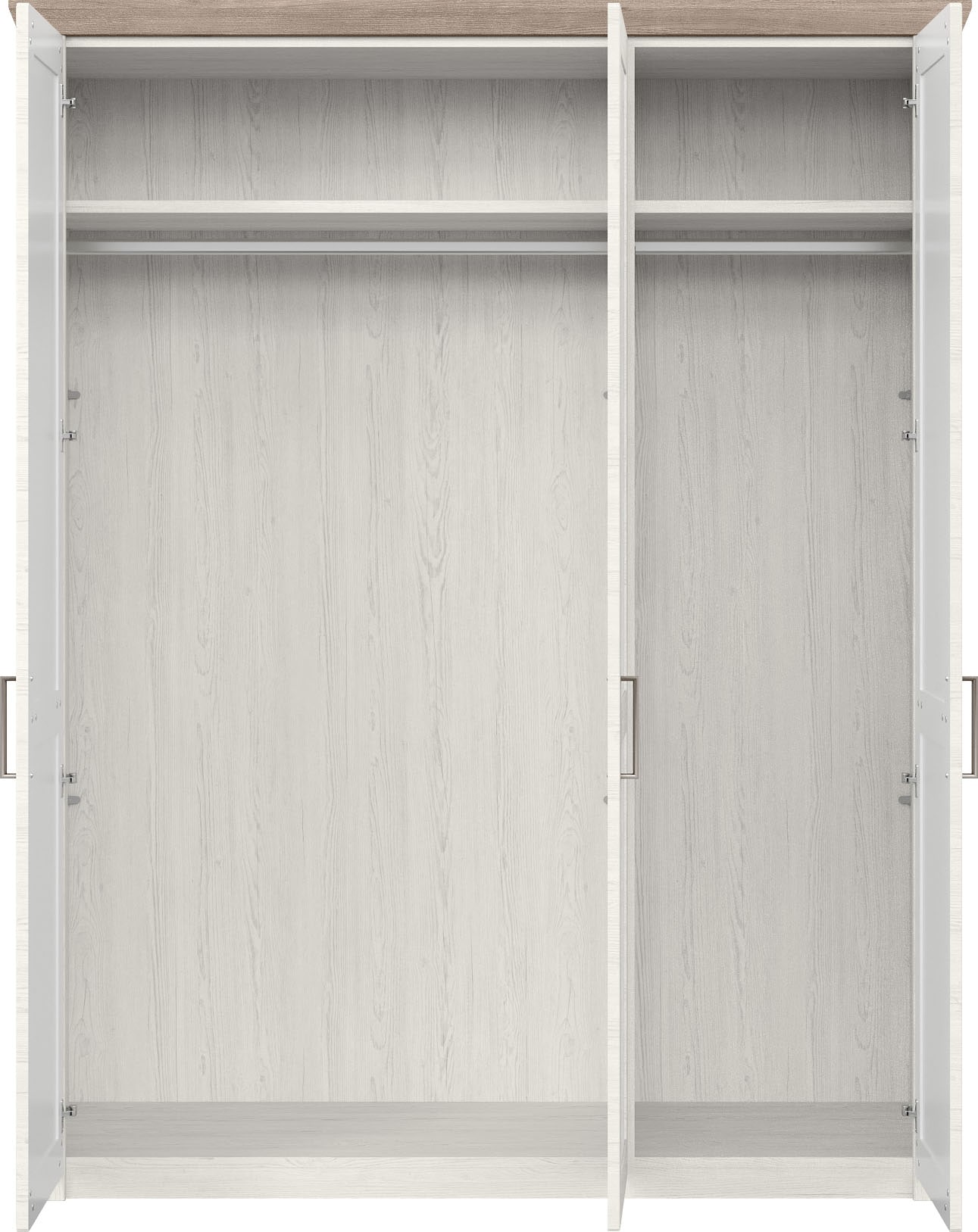 set one by Musterring Kleiderschrank »York Schlafen«, (2 St.), mit Holz- und Spiegeltüren, inkl. Kranz in Eiche, Höhe 207 x T60 cm