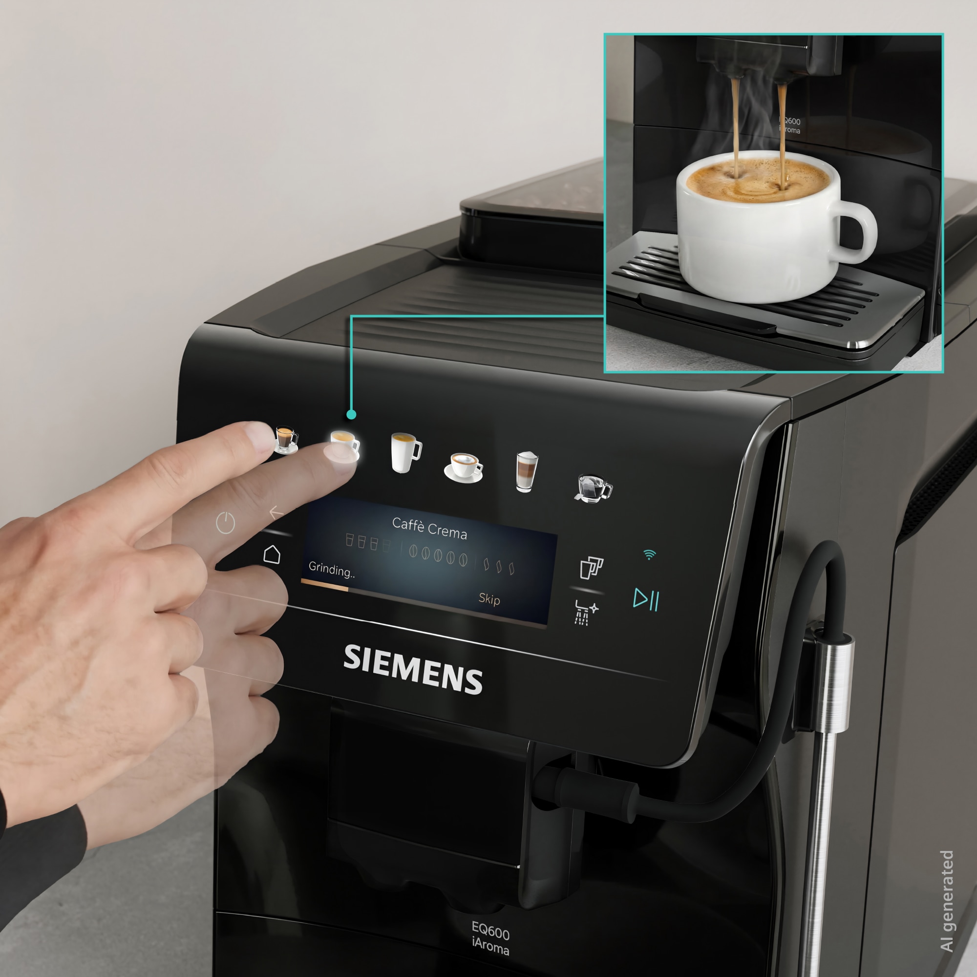SIEMENS Kaffeevollautomat »EQ600 TP601E09, 6 Getränke, XL-Getränke, bis zu 480ml, Kannenfunktion« Doppeltassenfunktion,Keramikmahlwerk, entnehmbare Brüheinheit, Schwarz