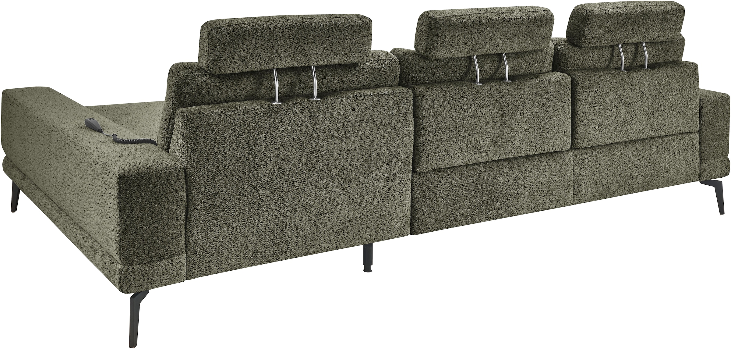set one by Musterring Ecksofa »SO 3600, inkl motor. Sitztiefenverstellung, Kopfstützen, Nierenkissen«, Sitzhöhe 44 cm, Federkern, Breite 293 x Tiefe 180 cm, Kama olive