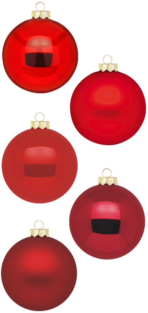 MAGIC by Inge Weihnachtsbaumkugel »Ruby Red, Weihnachtsdeko, Christbaumschmuck«, (Set, 46 St.), Christbaumkugeln aus Glas, 45 Kugeln Ø ca. 4-6 cm, inkl. Spitze 28 cm