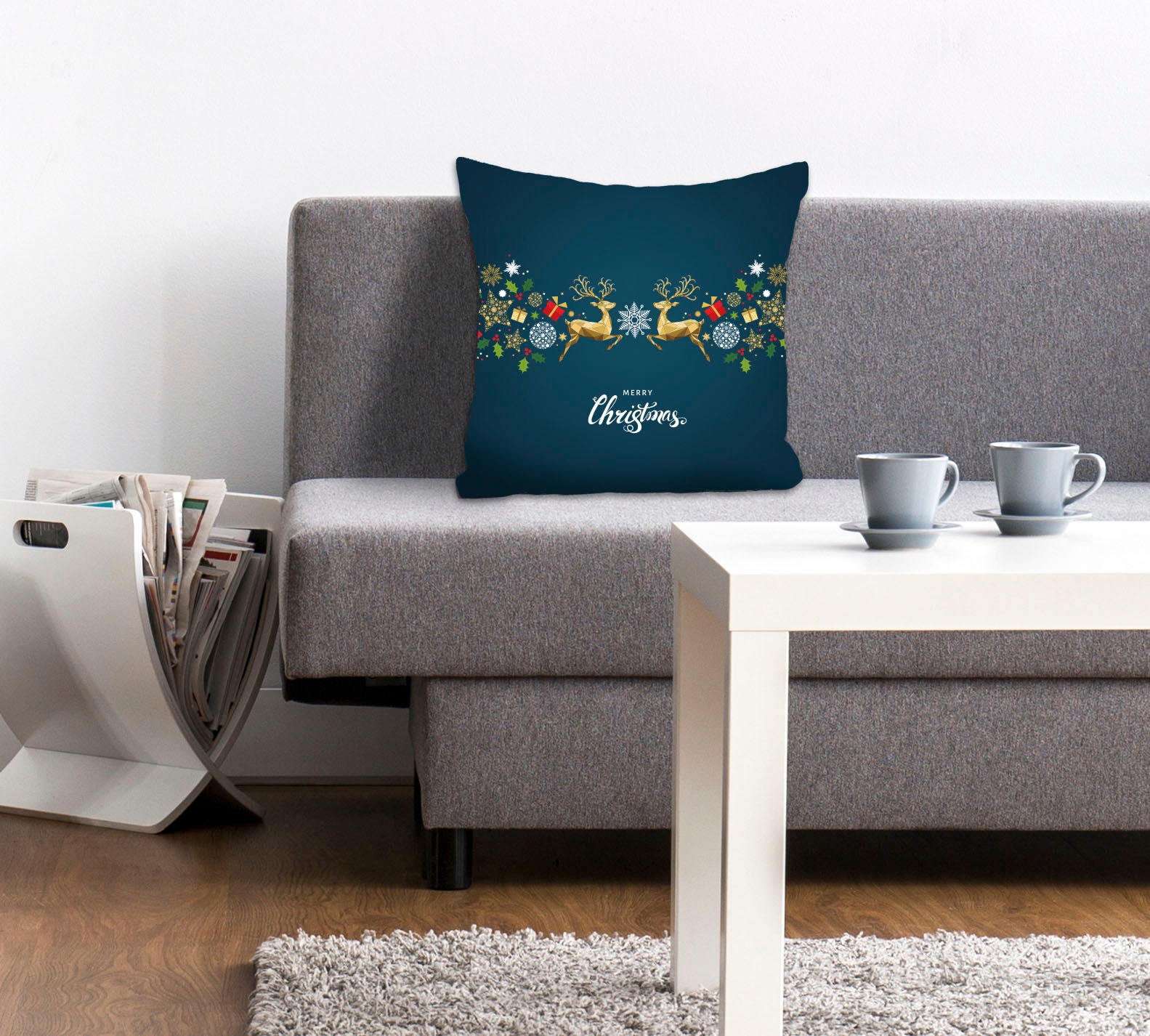 queence Dekokissen »David«, Kissenhülle,Merry Christmas,Spruch,Festlich,Wei günstig online kaufen