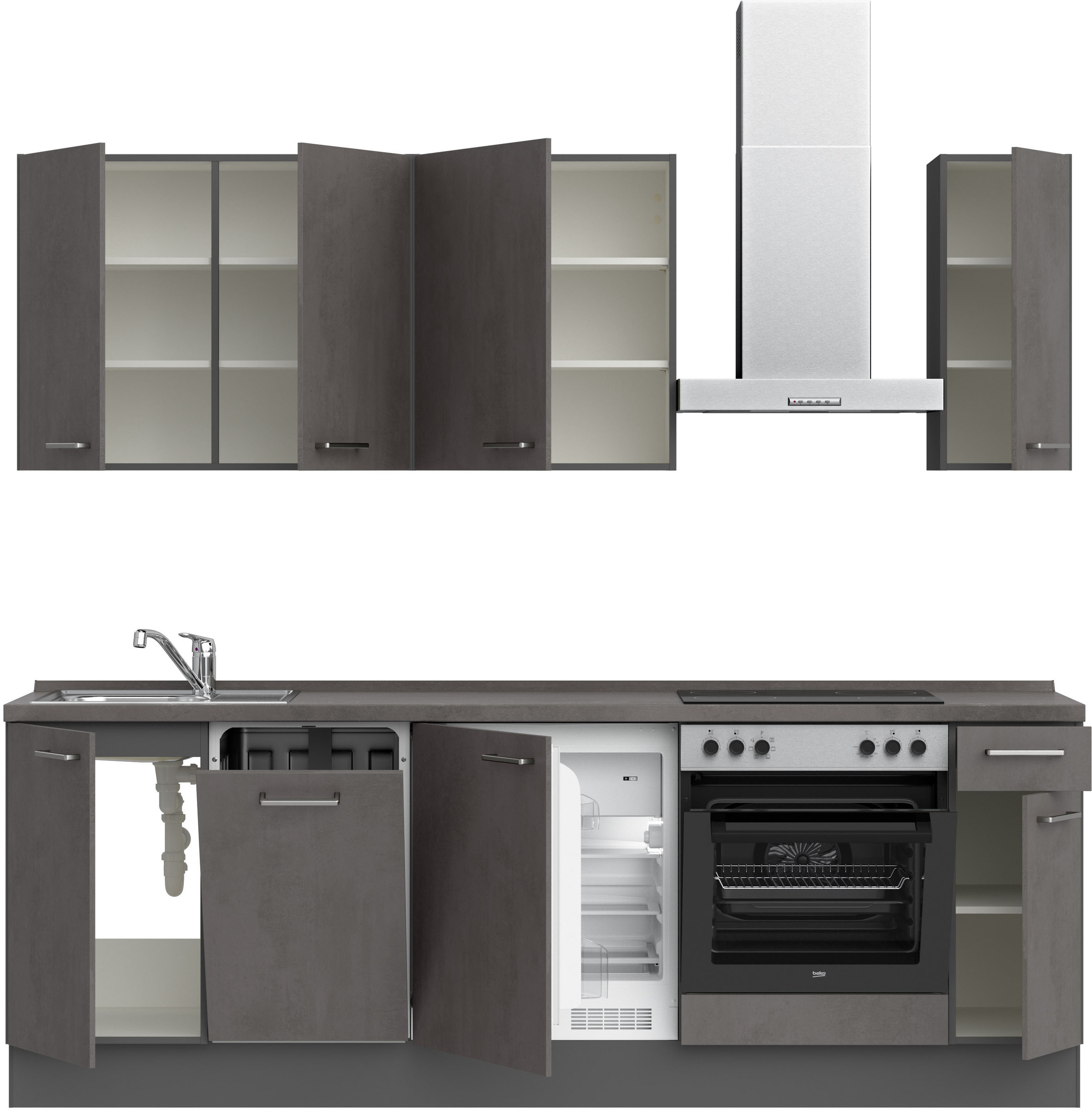 nobilia® Küchenzeile »"Riva I"«, vormontiert, Ausrichtung wählbar, Breite 240 cm, wahlw. mit E-Geräten