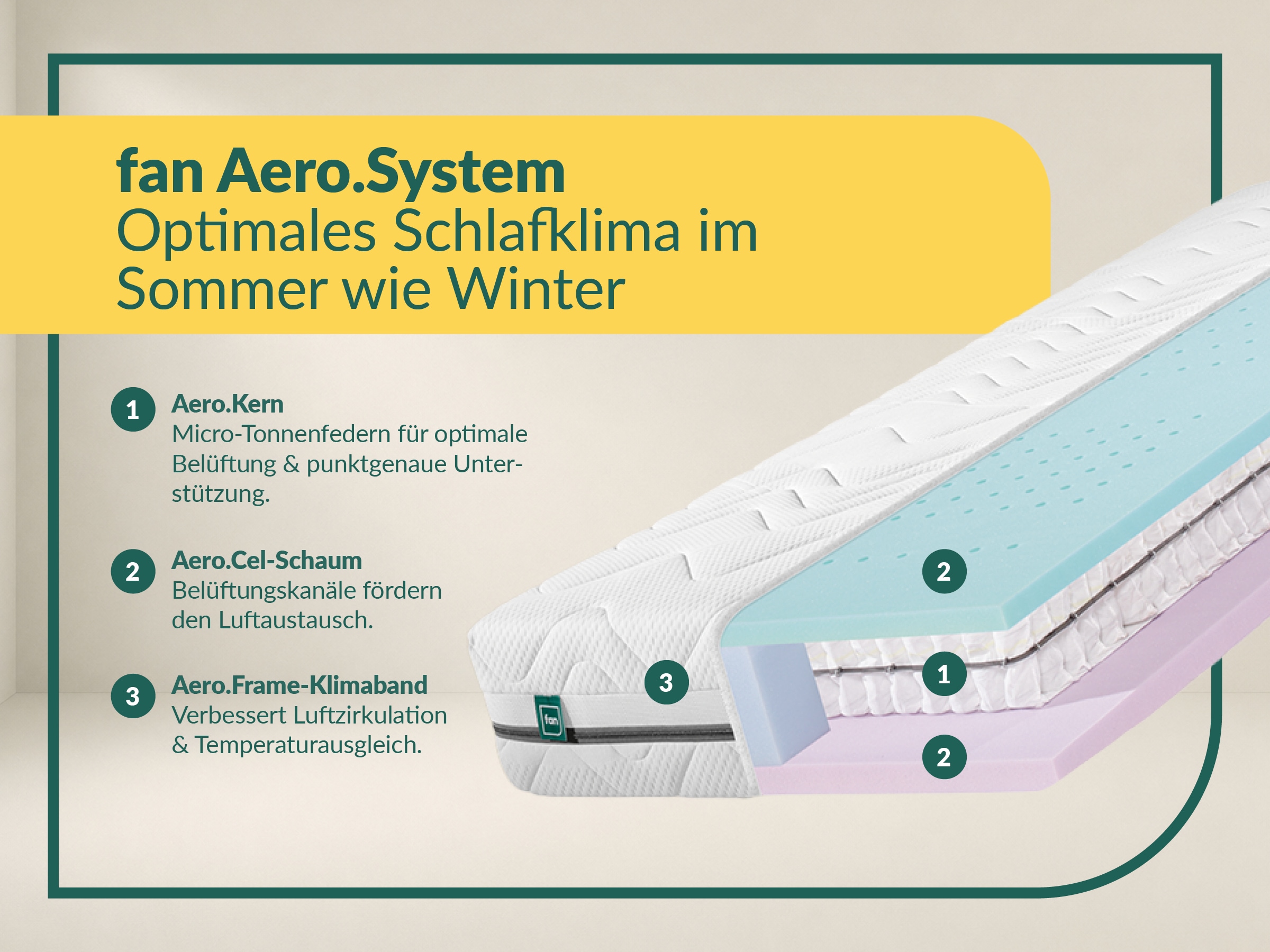fan Taschenfederkernmatratze »fan Flex Side Clima T, Matratze 90x200 cm, 140x200 cm & mehr, in H2/H3« 24 cm hoch 1.034 Federn 1 Stk. tlg. Wendematratze mit Aero-System,1034 Federn (bei 100x 200 cm)