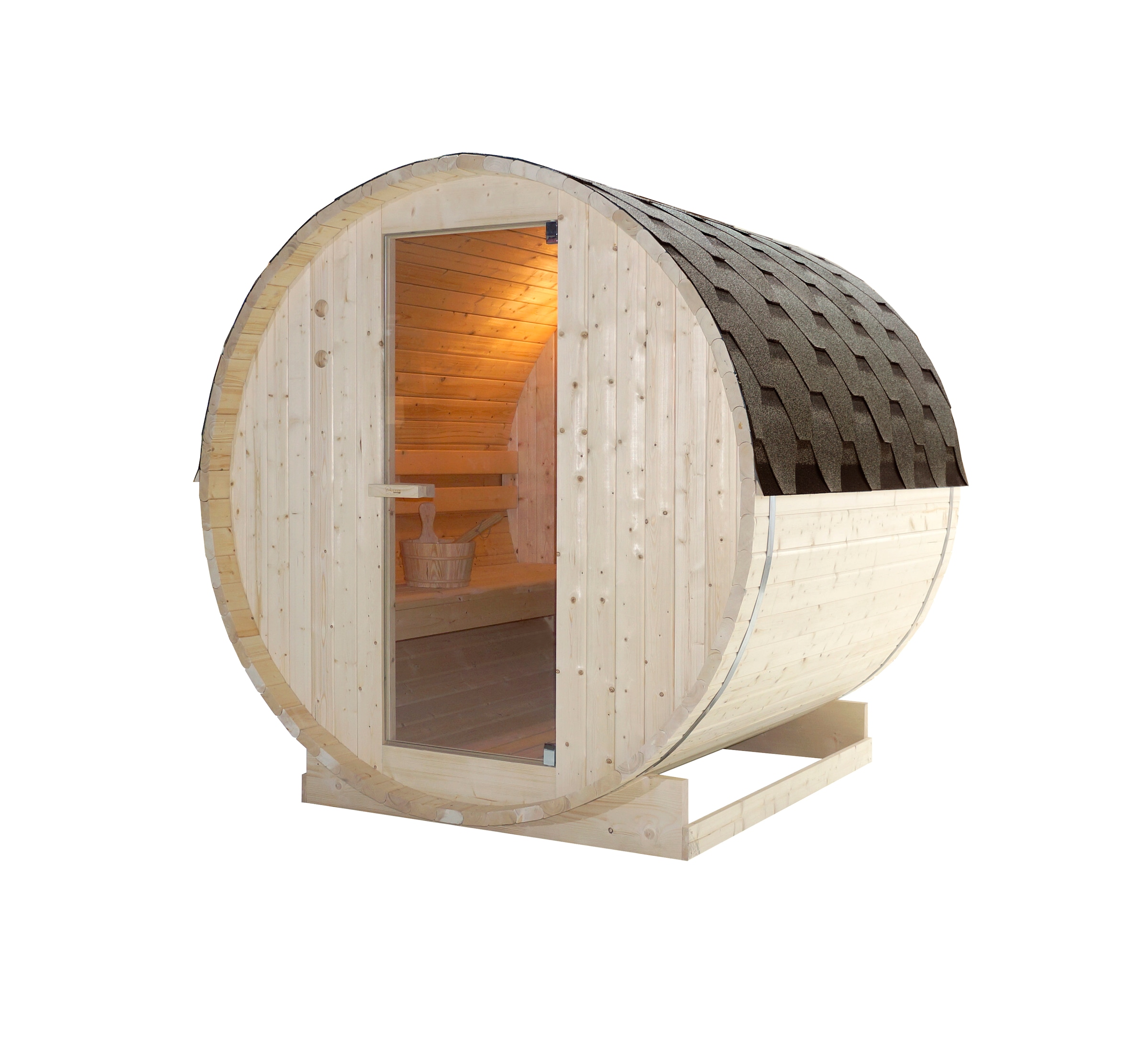 Sanotechnik Fasssauna »»TROMSÖ L«« geeignet für 4 Personen, Fichetnholz