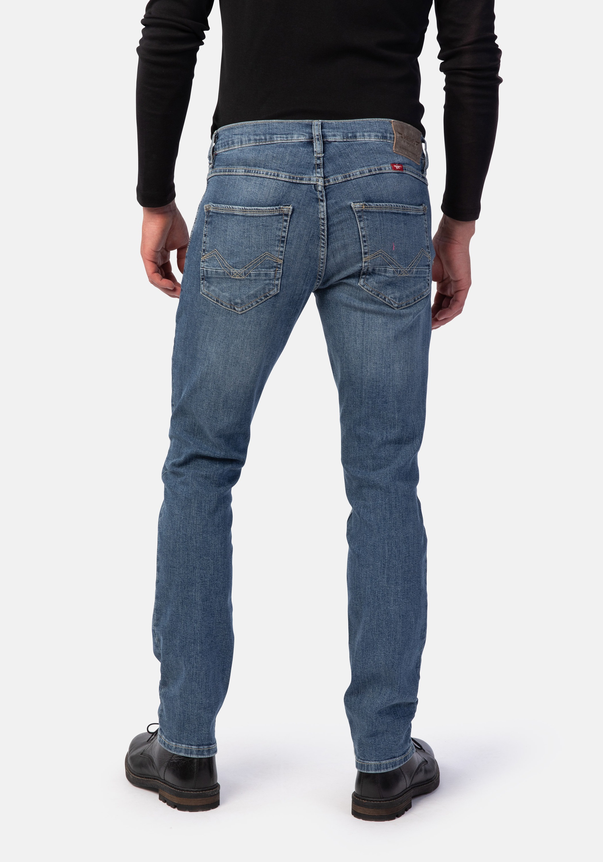 HERO by John Medoox 5-Pocket-Jeans »Portland Denim Slim Straight Stretch«, Straight Fit Casual Clean Wash Denim Jeans für Herren