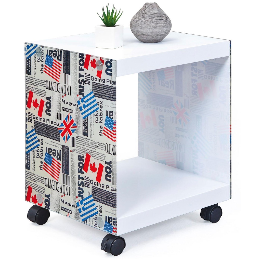 INOSIGN Beistelltisch »Cube«, mit gestalteten Glasseiten