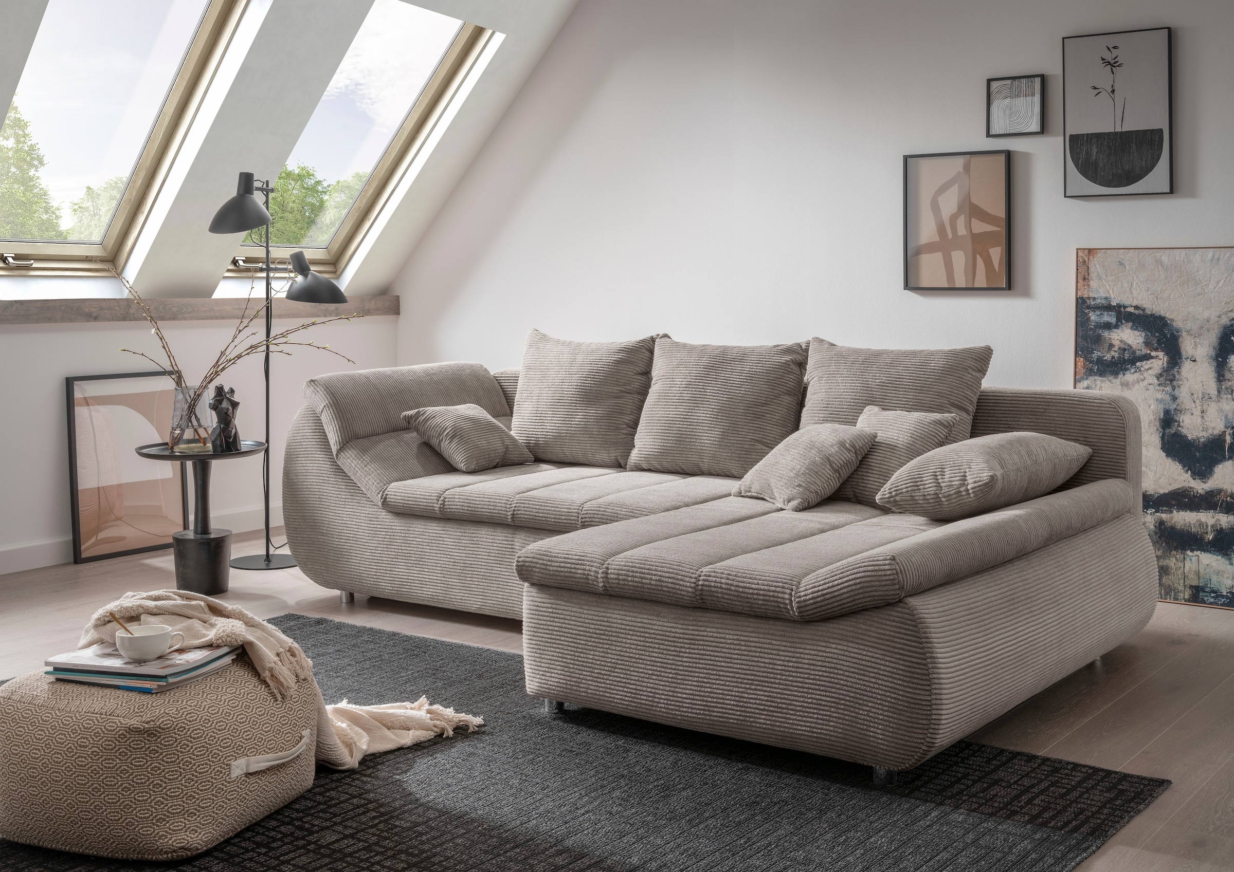 INOSIGN Ecksofa »Imola elegant und bequem, aktuelle Steppung im Sitz, L-For günstig online kaufen