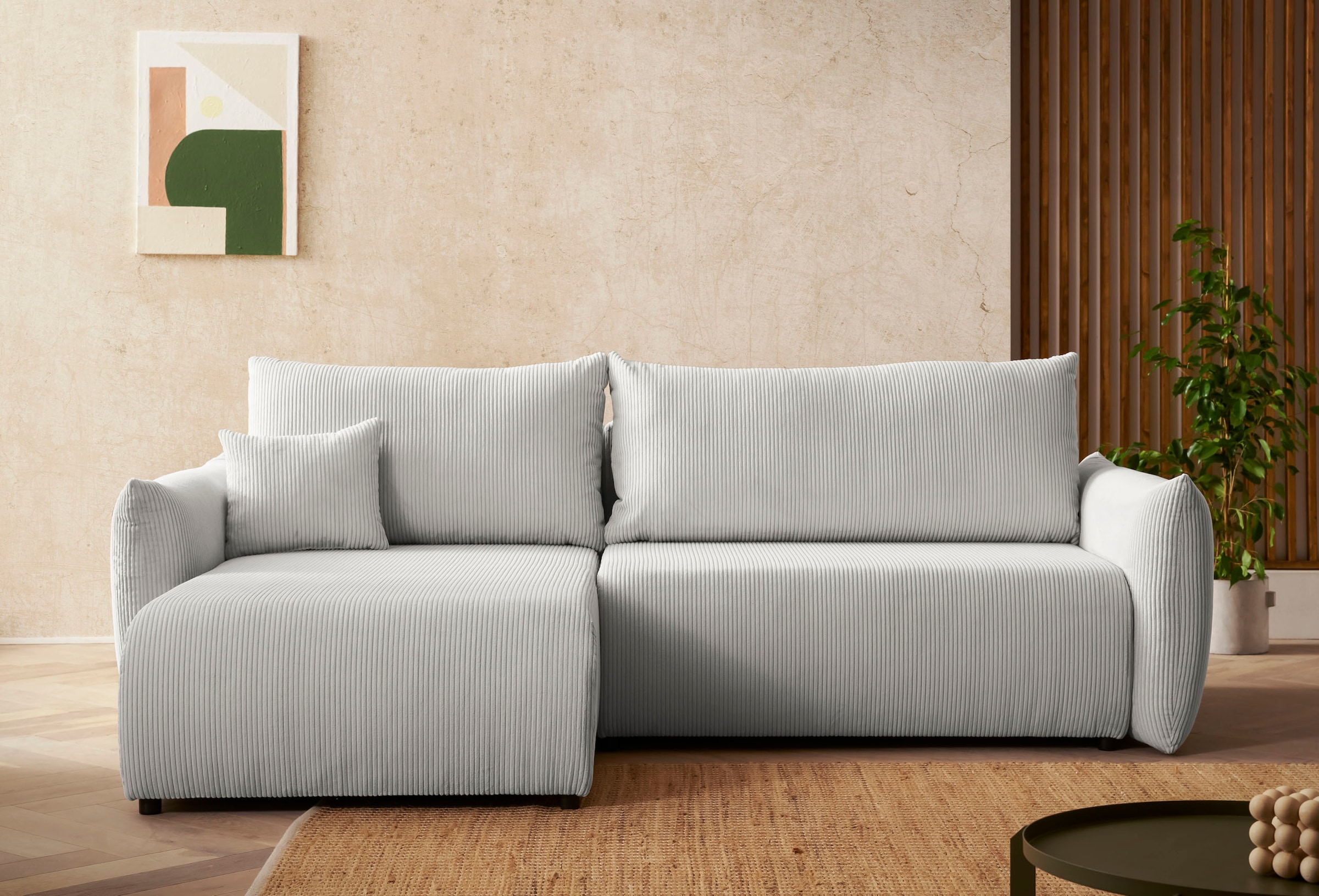 Home affaire Ecksofa »MAVAS Schlafsofa mit Bettkasten, L-Form,« ca.257/127c günstig online kaufen