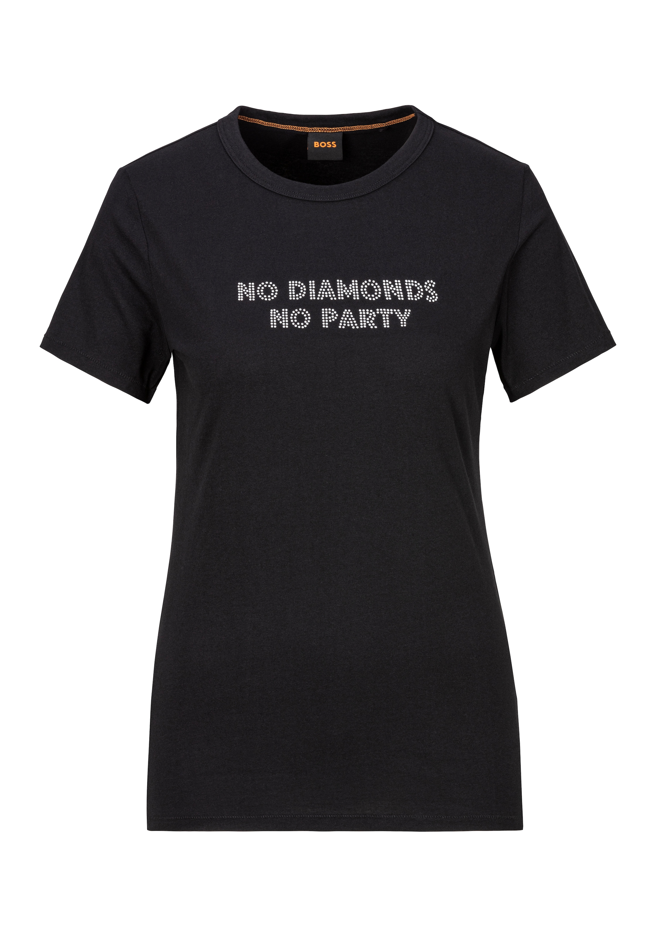 BOSS ORANGE Shirttop »C_Elogo_crystal 1026«, mit Strass-Besatz