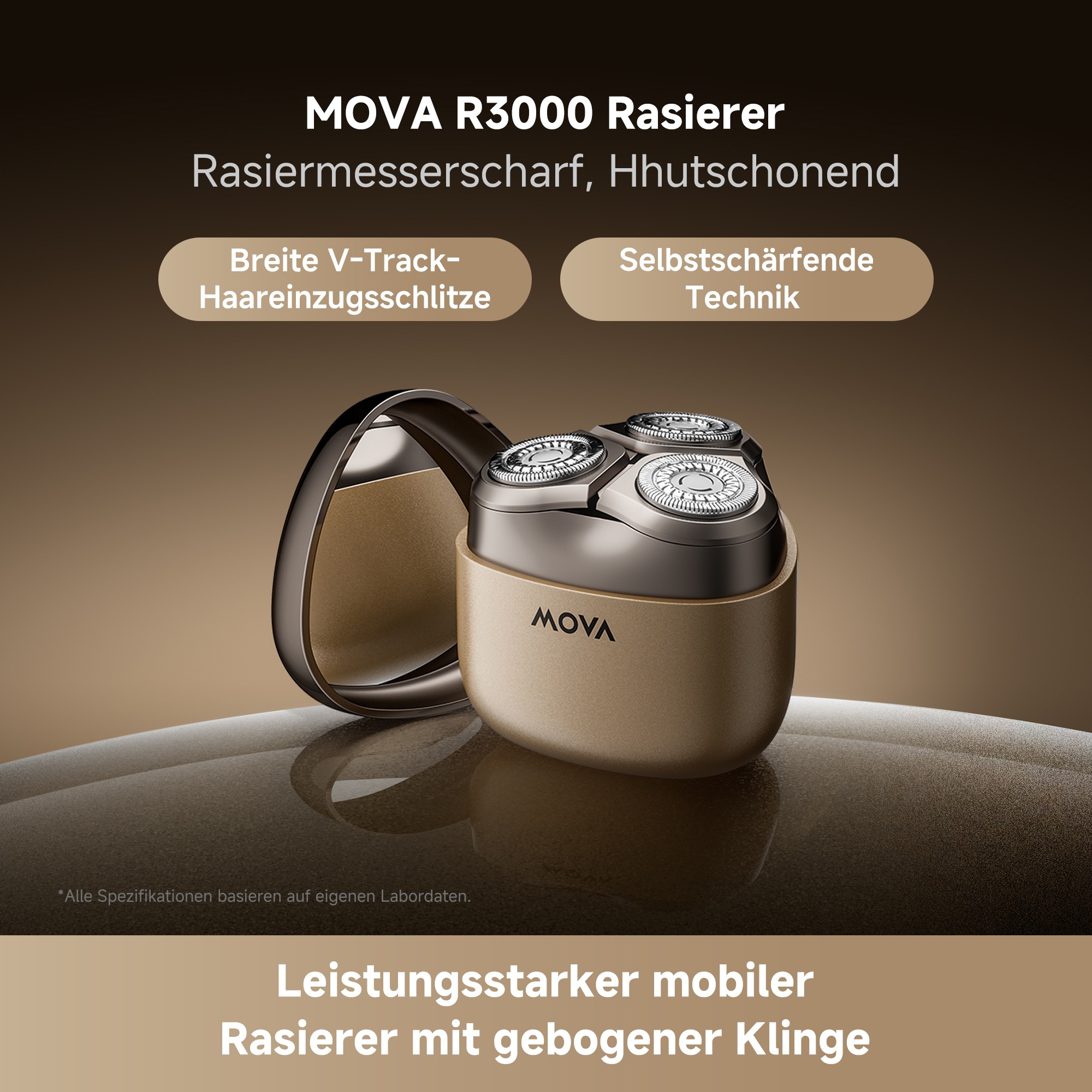 Mova Elektrorasierer »R3000« 45 Präzisionsklingen, USB-C Schnellladen, Magnetspiegel, Zinkgehäuse