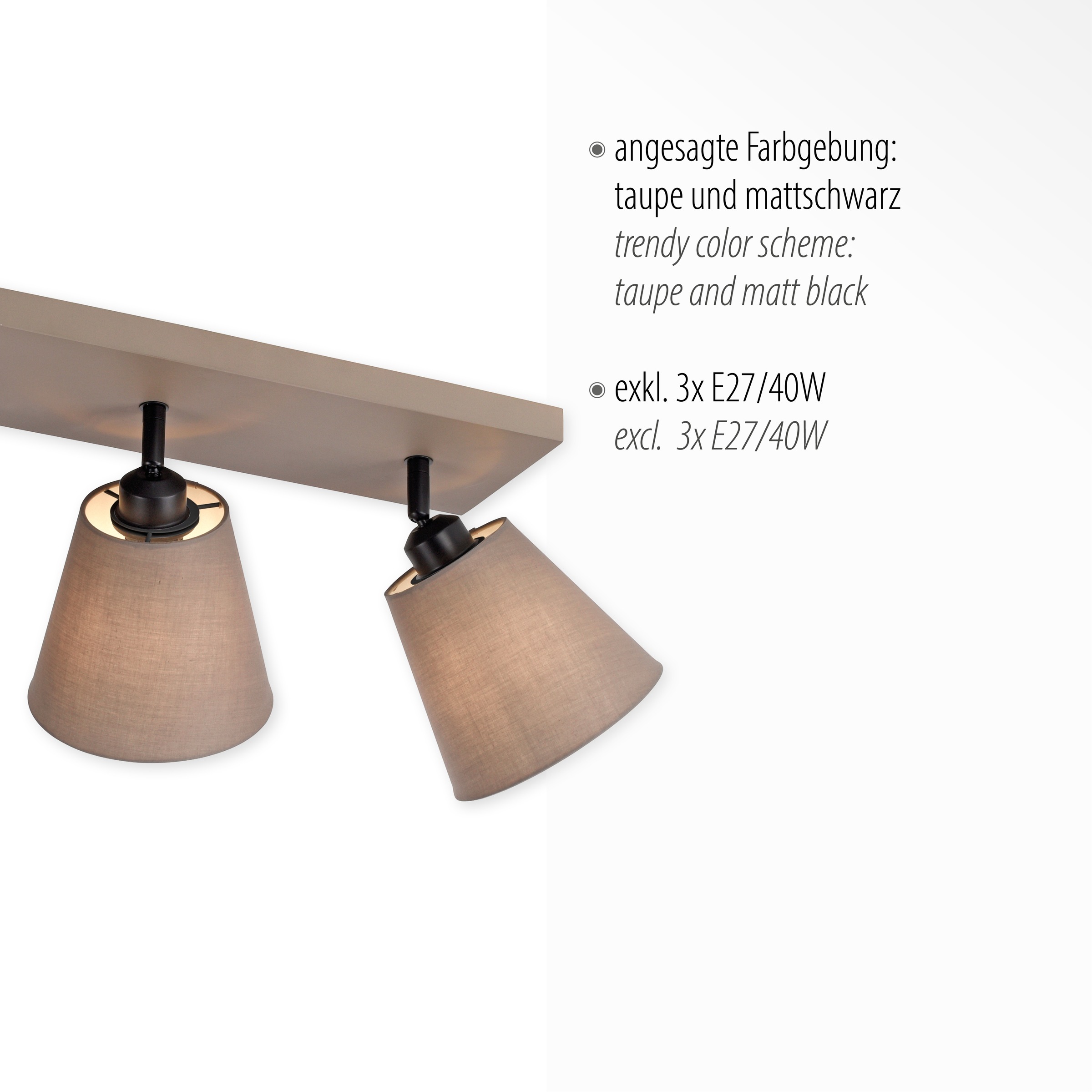 JUST LIGHT Deckenleuchte »RIALA«, 3 flammig, Leuchtmittel E27 | ohne Leuchtmittel, ExklusiveE27