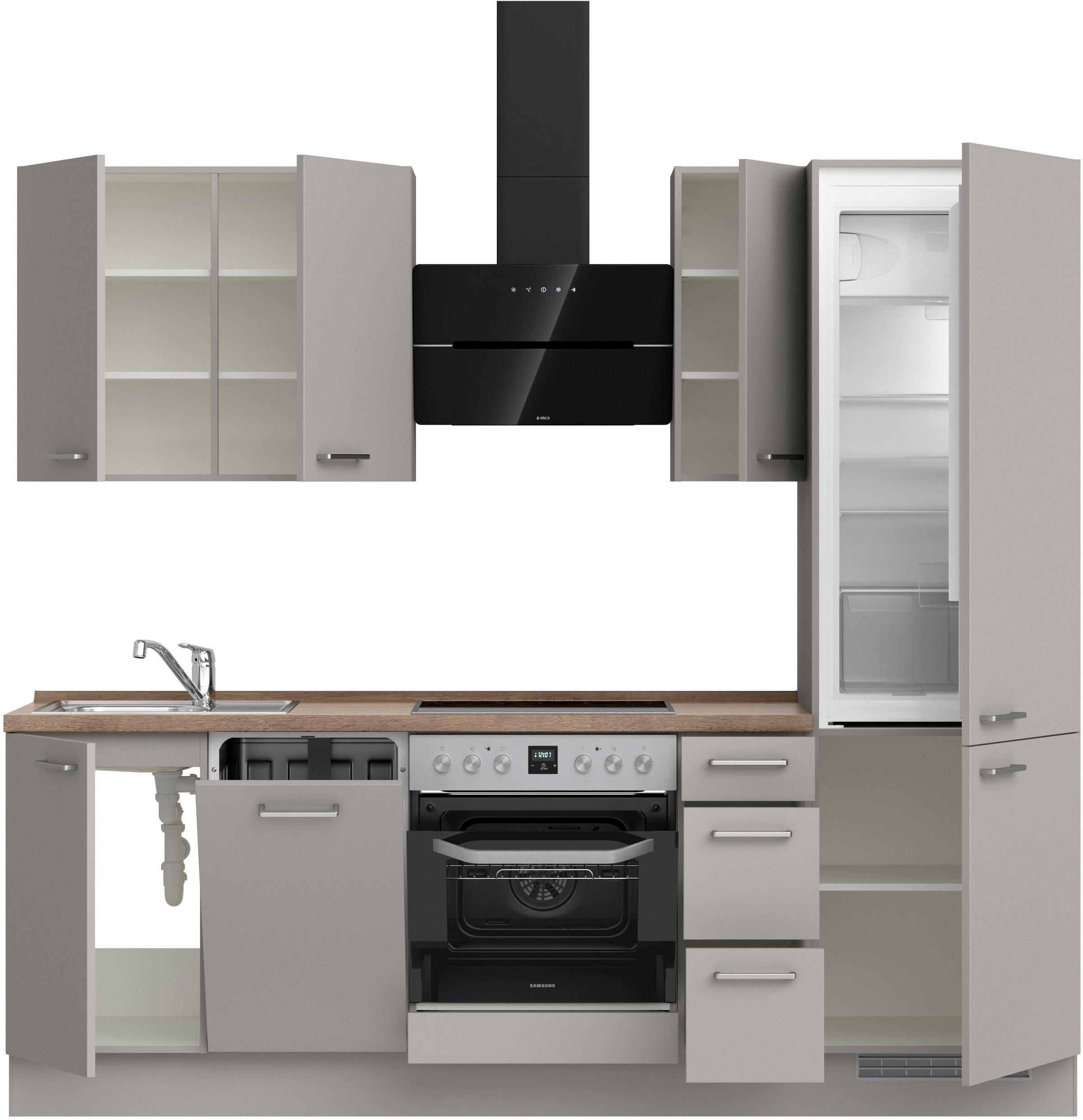 nobilia® Küchenzeile »"Touch II"«, vormontiert, Ausrichtung wählbar, Breite 240 cm, wahlw. mit E-Geräten