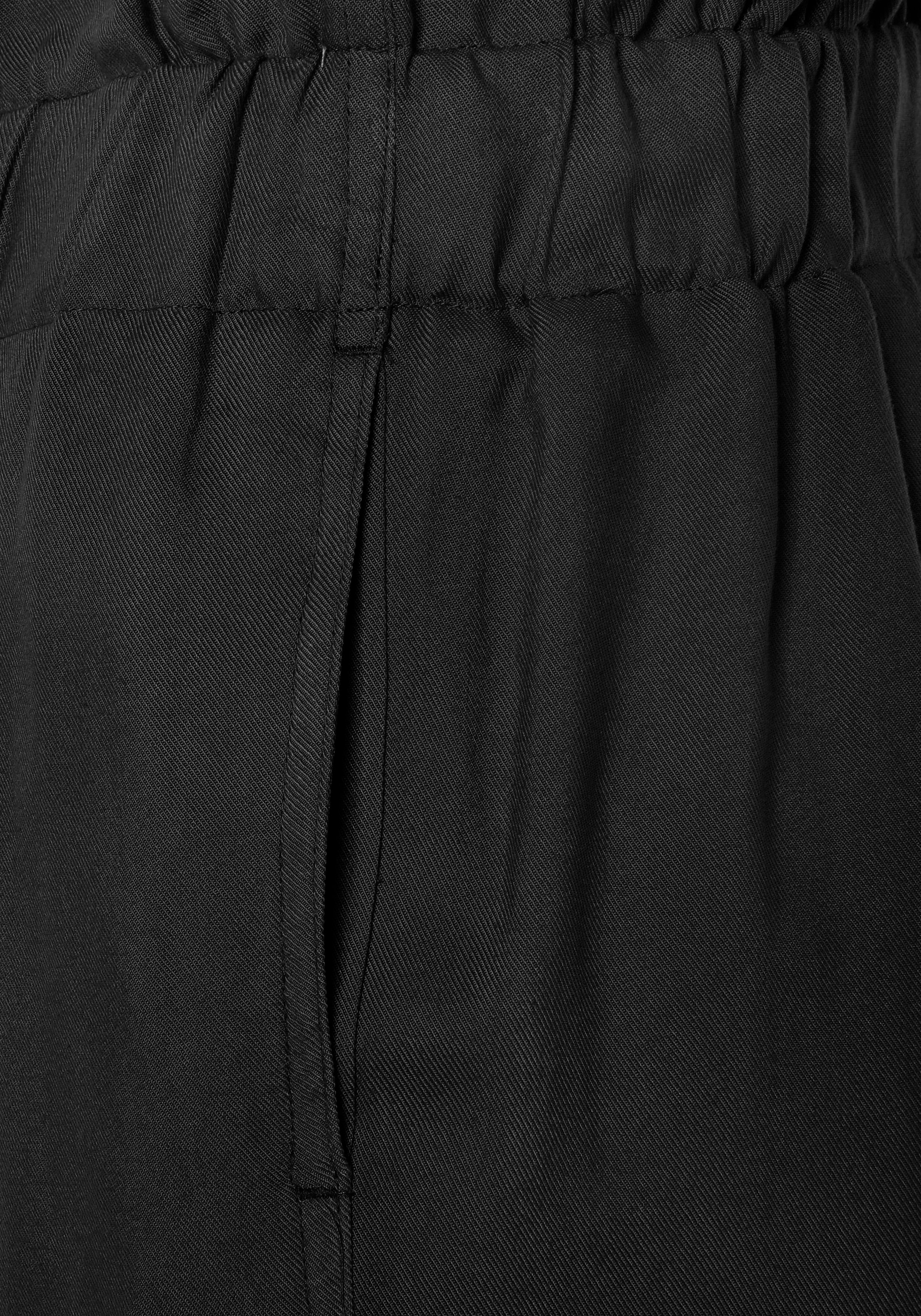 LASCANA Paperbag-Hose, mit Zierknöpfen und Elastikbund, Stoffhose, gekrempelter Hosensaum
