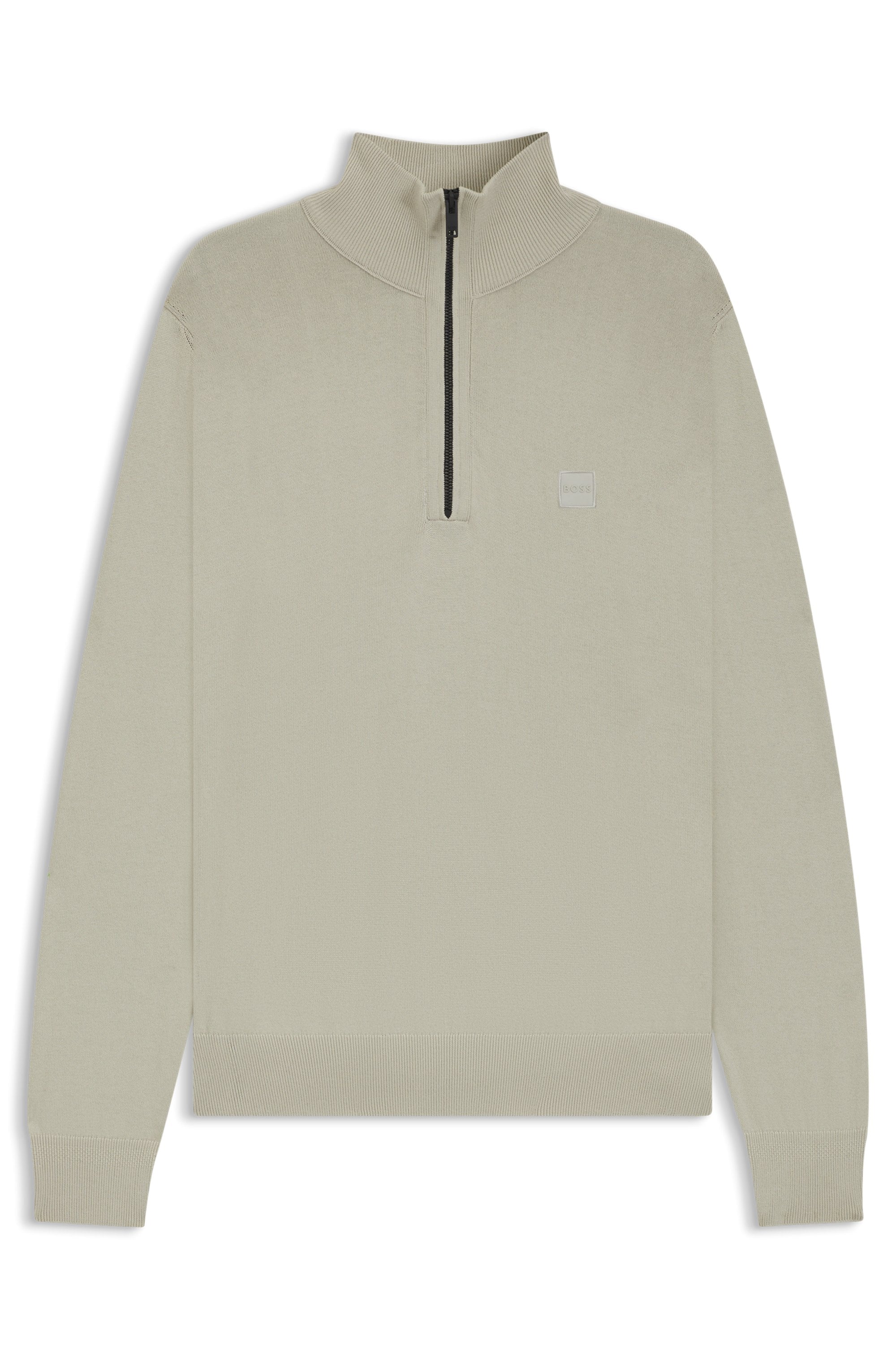 BOSS ORANGE Rollkragenpullover »Kanobix« Regular fit, Stehkragen mit Reißverschluss, Ton-in-Ton Logo