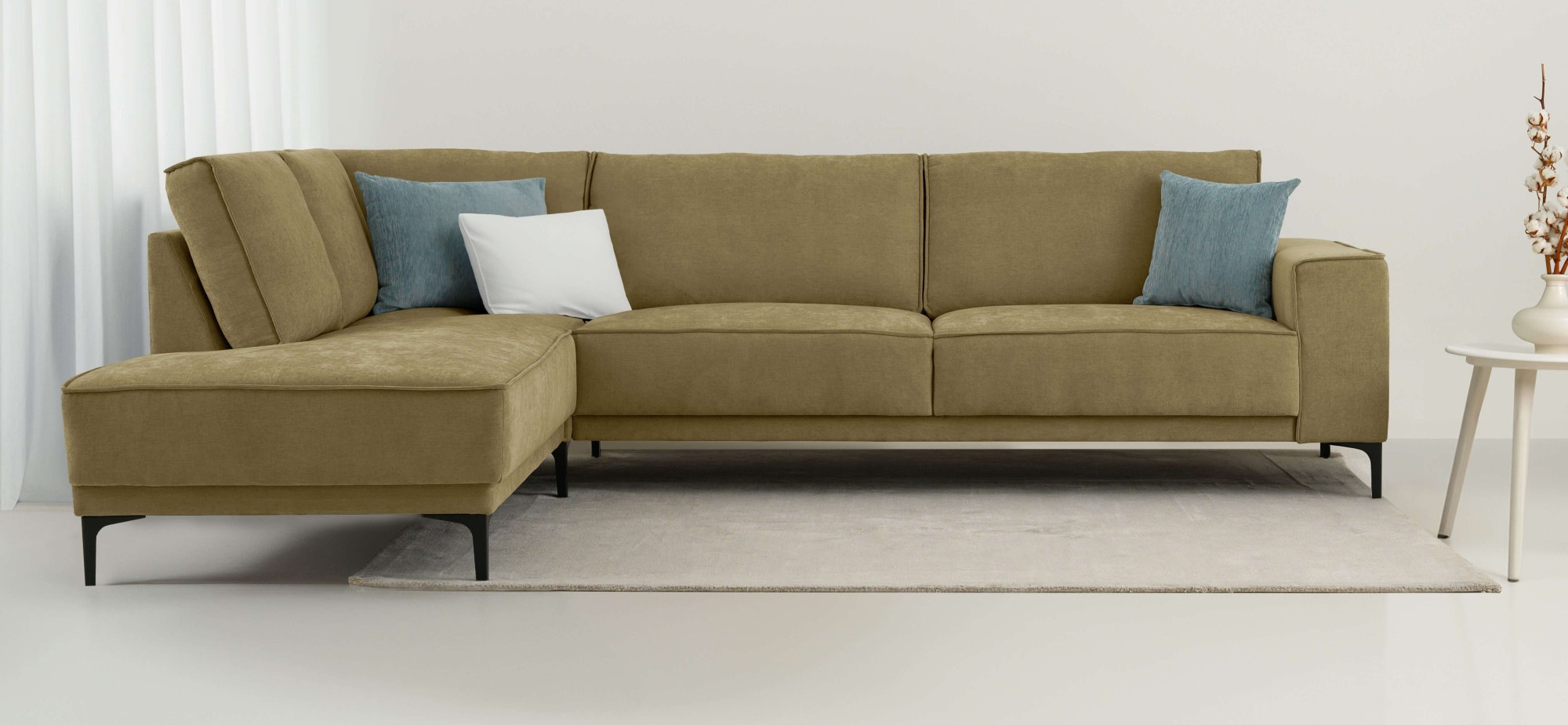 Places of Style Ecksofa »Polsterecke Oland, Struktur, Flachgewebe, Luxus-Mi günstig online kaufen