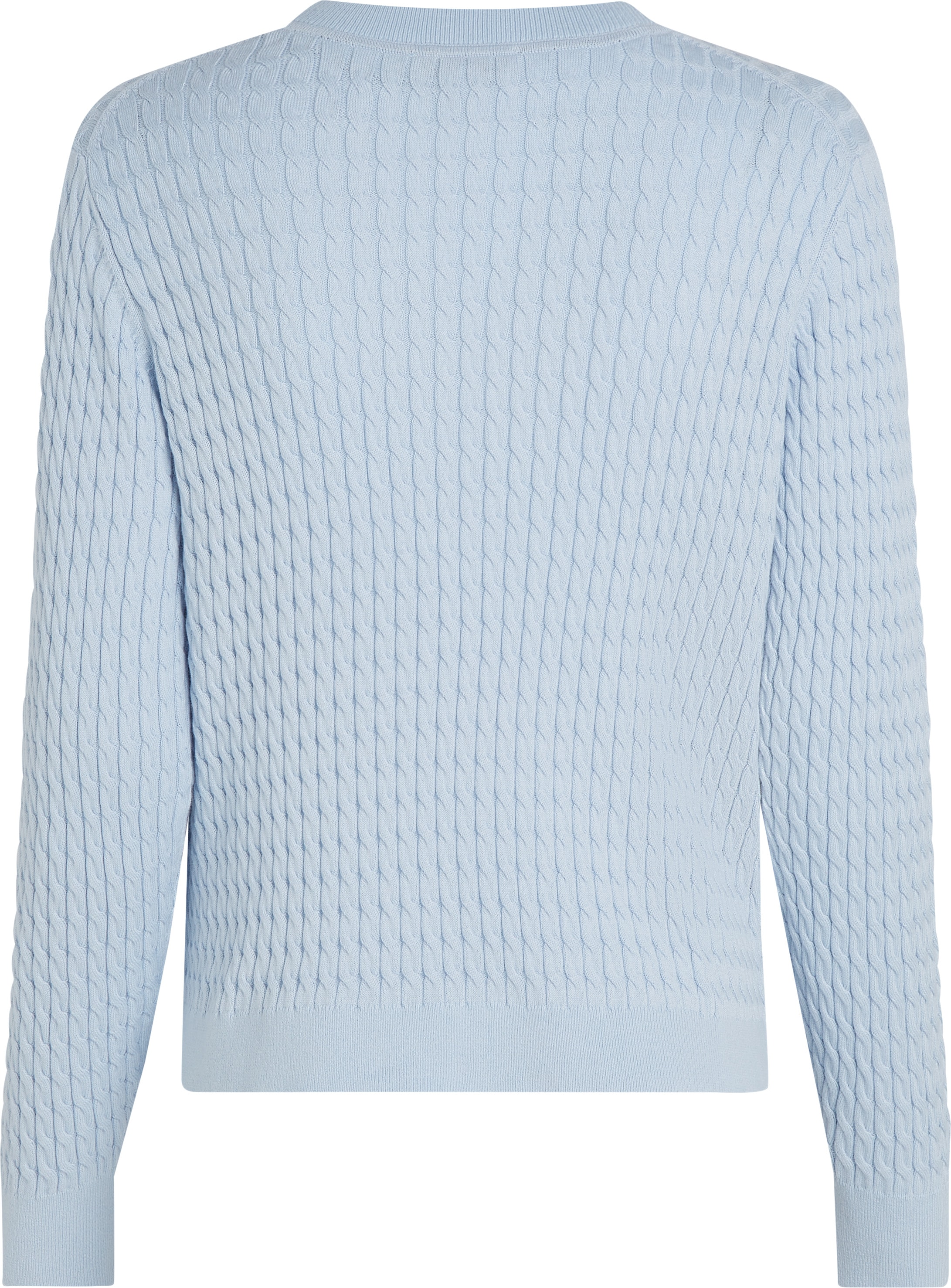 Tommy Hilfiger Rundhalspullover »CO CABLE C-NK LS SWEATER« Baumwolle, mit Zopfmuster, Regular Fit