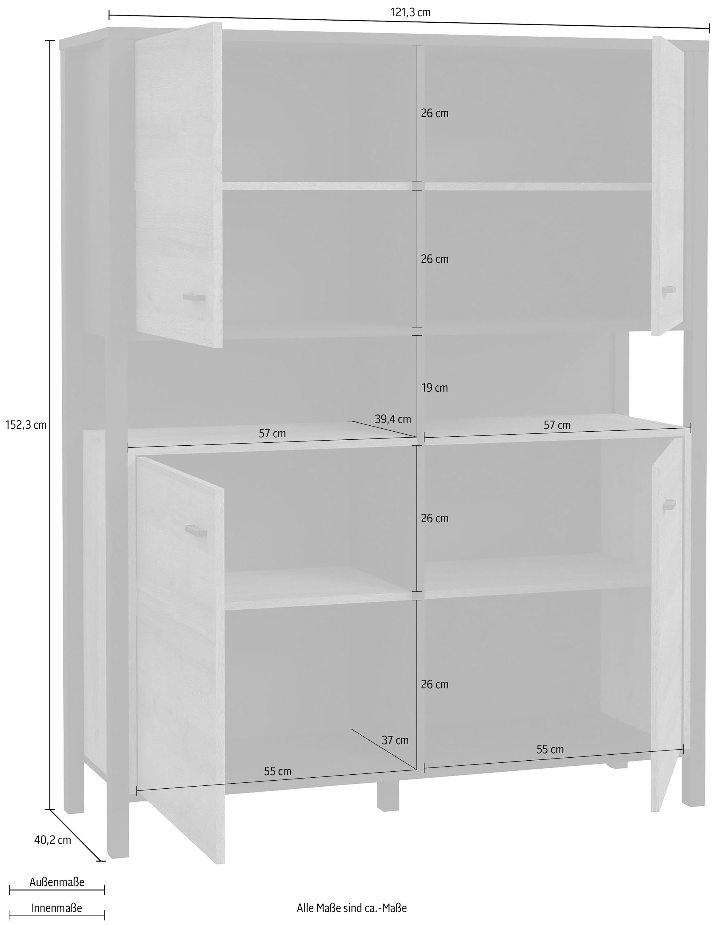 FORTE Highboard »High Rock«, Breite ca. 121 cm