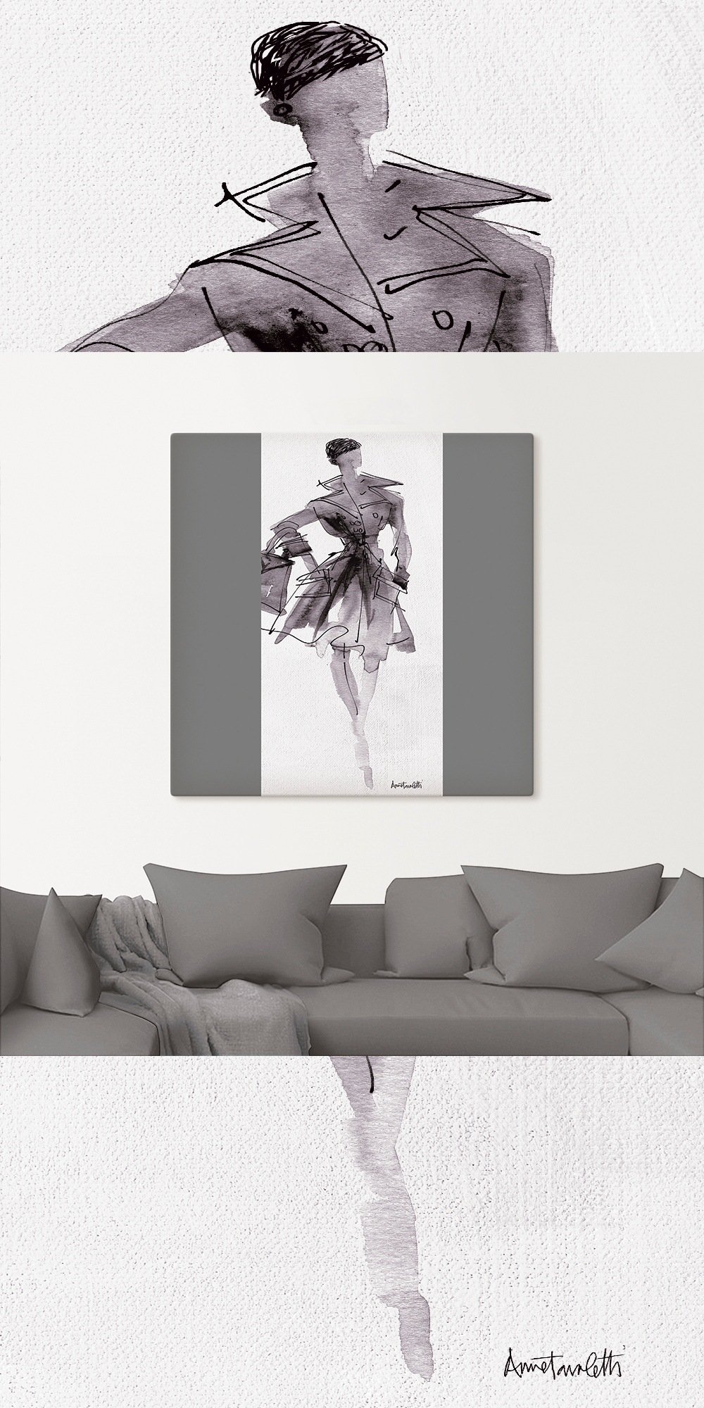 Artland Wandbild »Mode Skizzenbuch VII« Mode 1 Stk. tlg. als Leinwandbild, günstig online kaufen