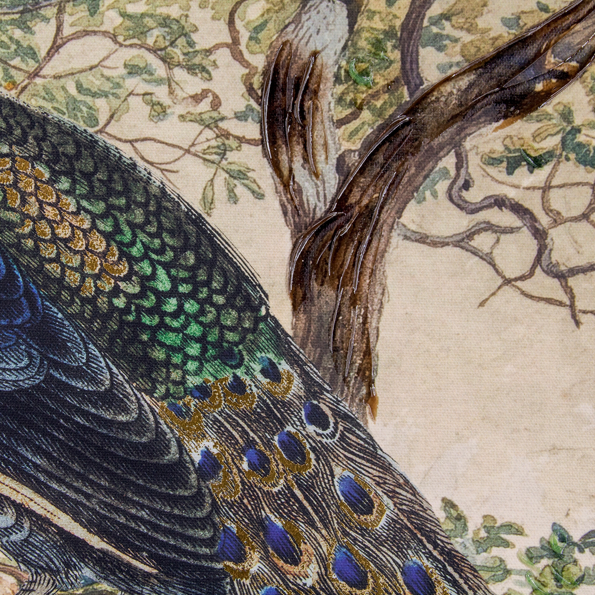 Art for the home Leinwandbild »Pfau« Art | Landschaft 1 Stk. tlg. Leinwand handgemalte Details Pfau im Paradies 70 x 50 cm