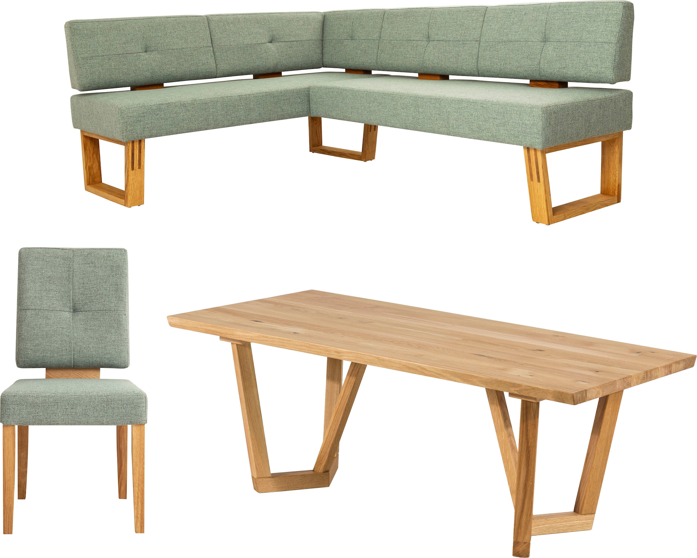 Home affaire Eckbankgruppe »Ponza Eckbank Küchenbank BESTSELLER«, (Set, 4 tlg.), Sitzgruppe Esszimmer Stühle Tisch und Bank bequem gepolstert