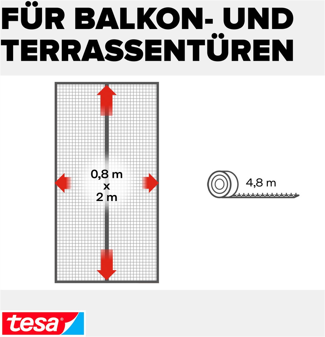 tesa Insektenschutz-Vorhang »Magnetvorhang - selbstschließend - Insektenschutzvorhang« Packung, Magnetvorhang, selbstklebendes Klettband, 1 Stk. tlg. INSECT STOP zur einfachen Montage ohne Bohren - 2,0 m x 0,8 m